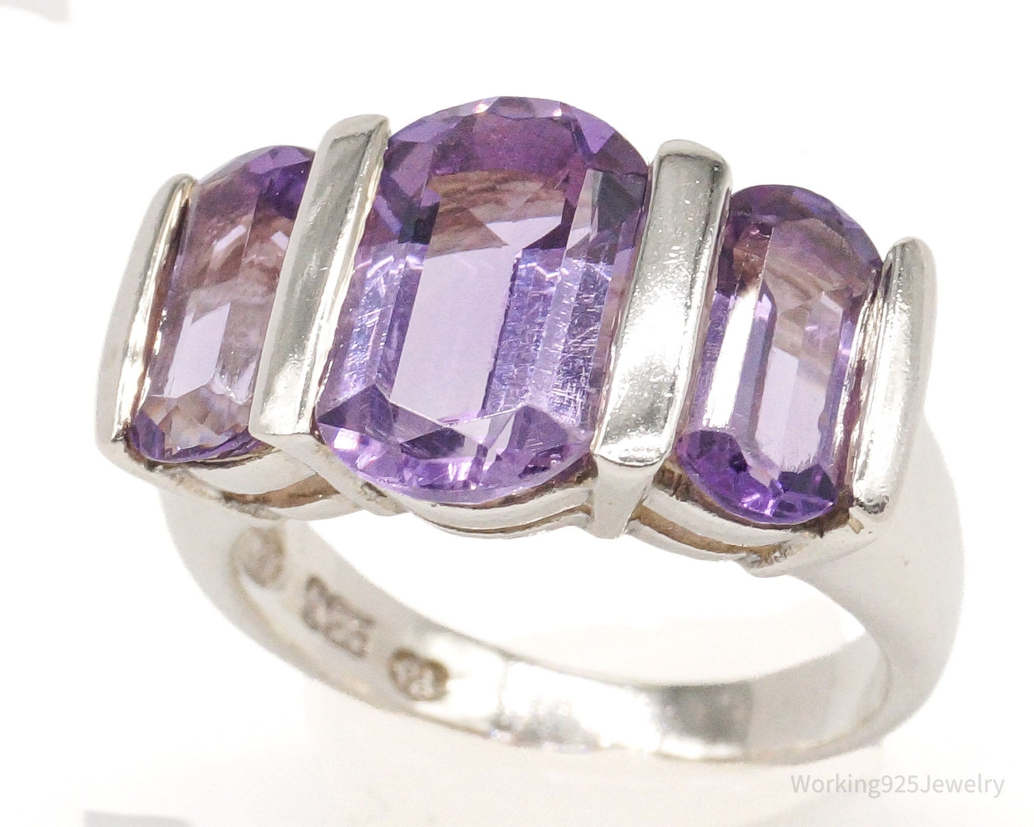 Vintage Amethyst Sterling Silver Ring - Size 6