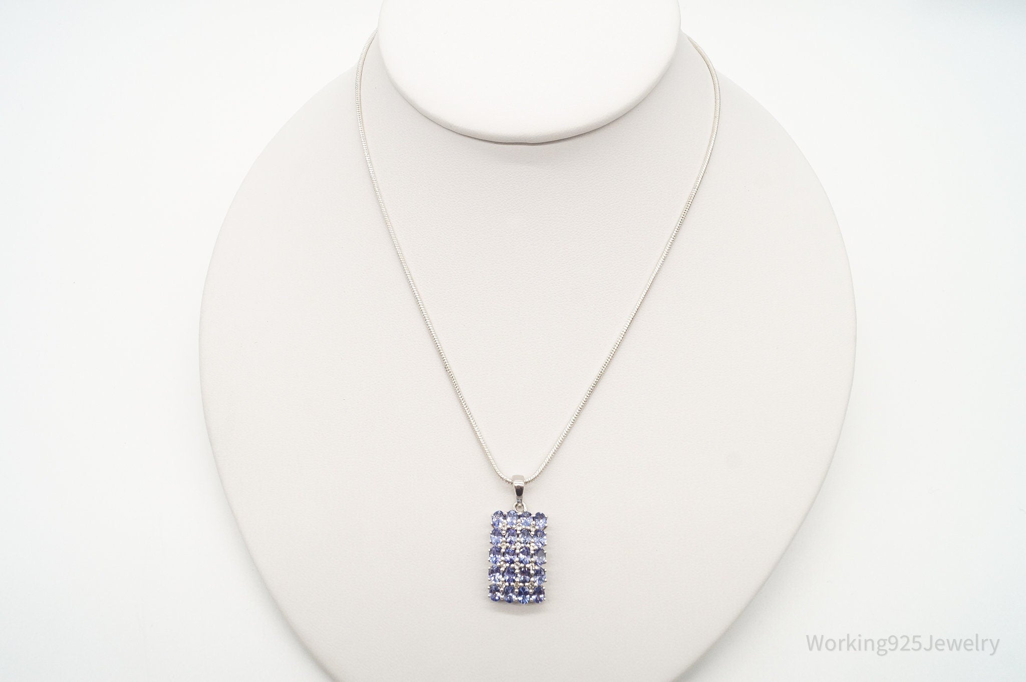 Vintage Designer TGGC Iolite Cubic Zirconia Sterling Silver Necklace