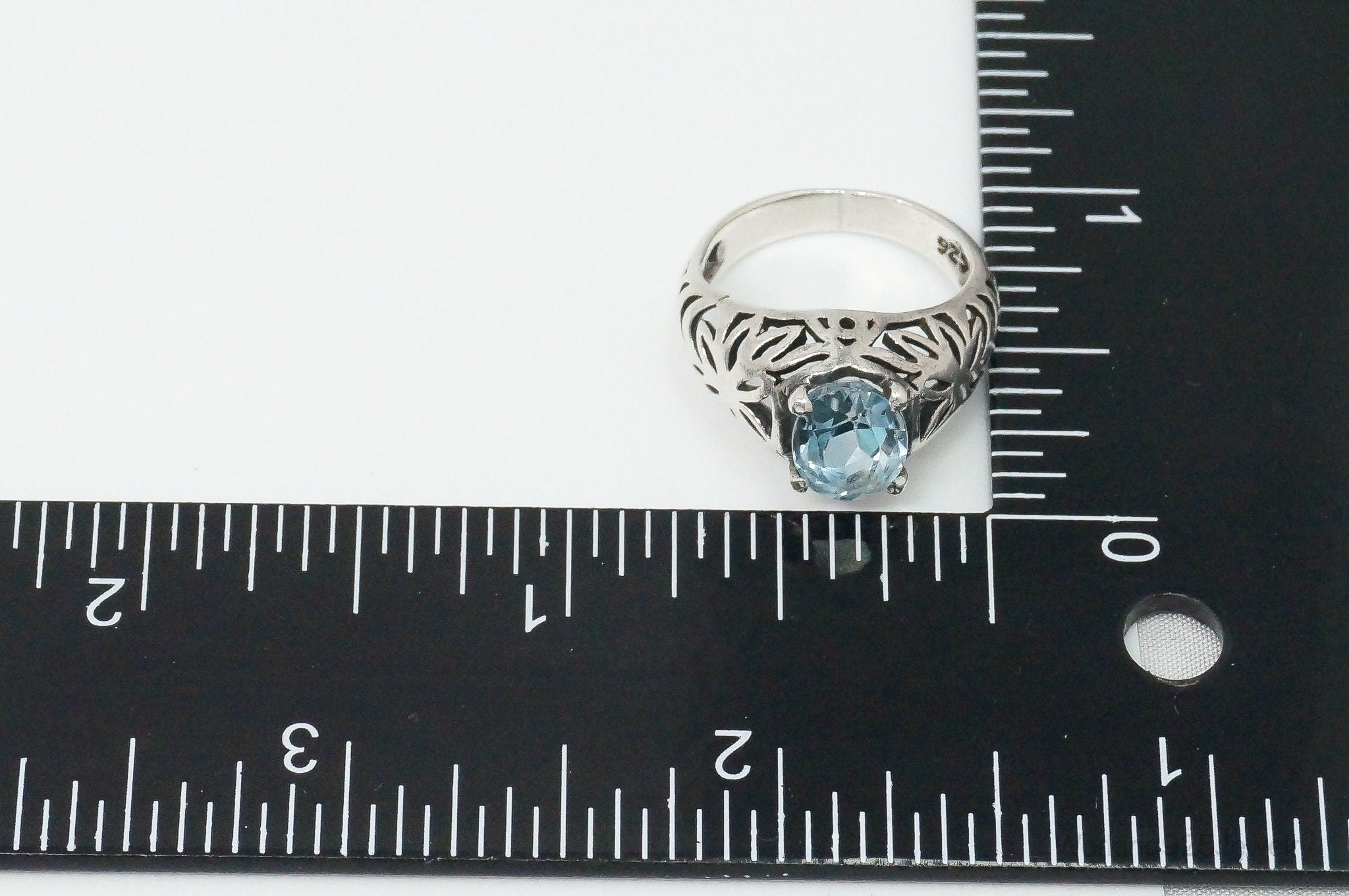 Vintage Blue Topaz Sterling Silver Ring - Size 5.5