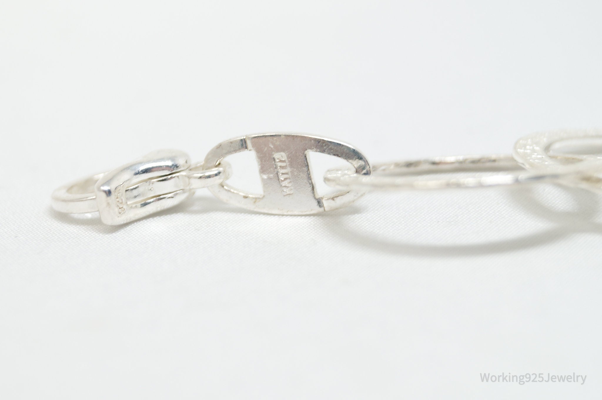 Vintage Italian Designer Greek Key Hoops Sterling Silver Bracelet