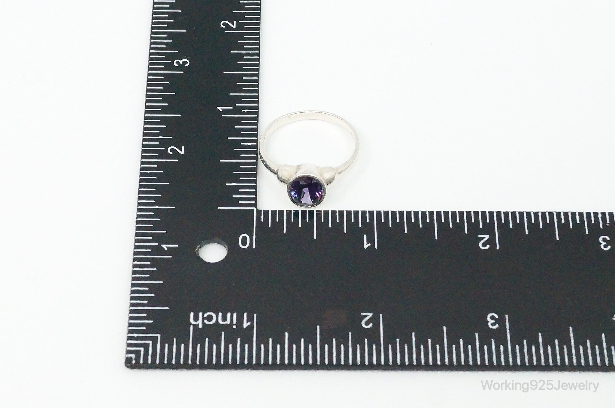 Vintage Amethyst Sterling Silver Ring - Size 9.75