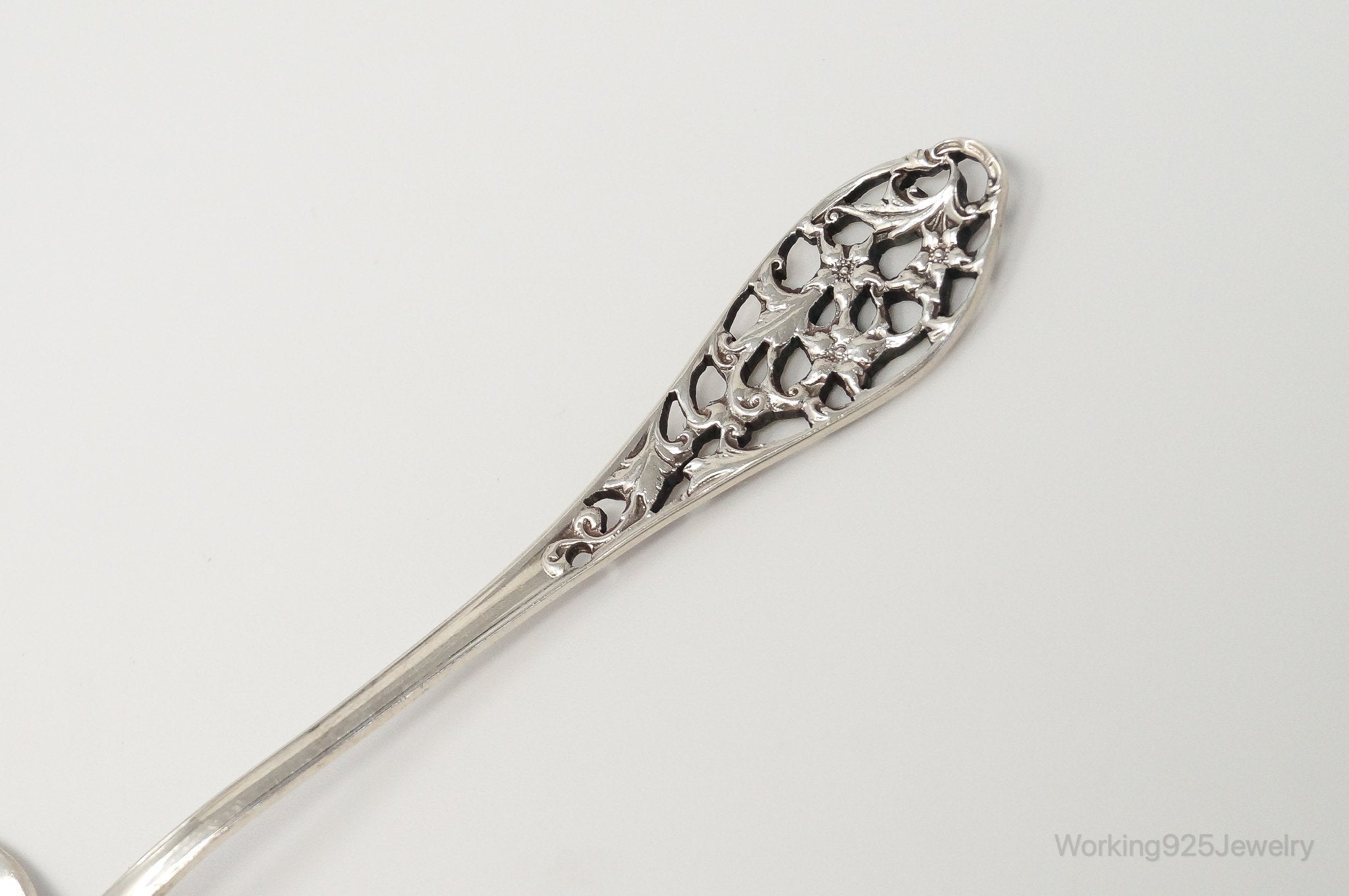 Antique Designer Large Sterling Silver Serving Spoon