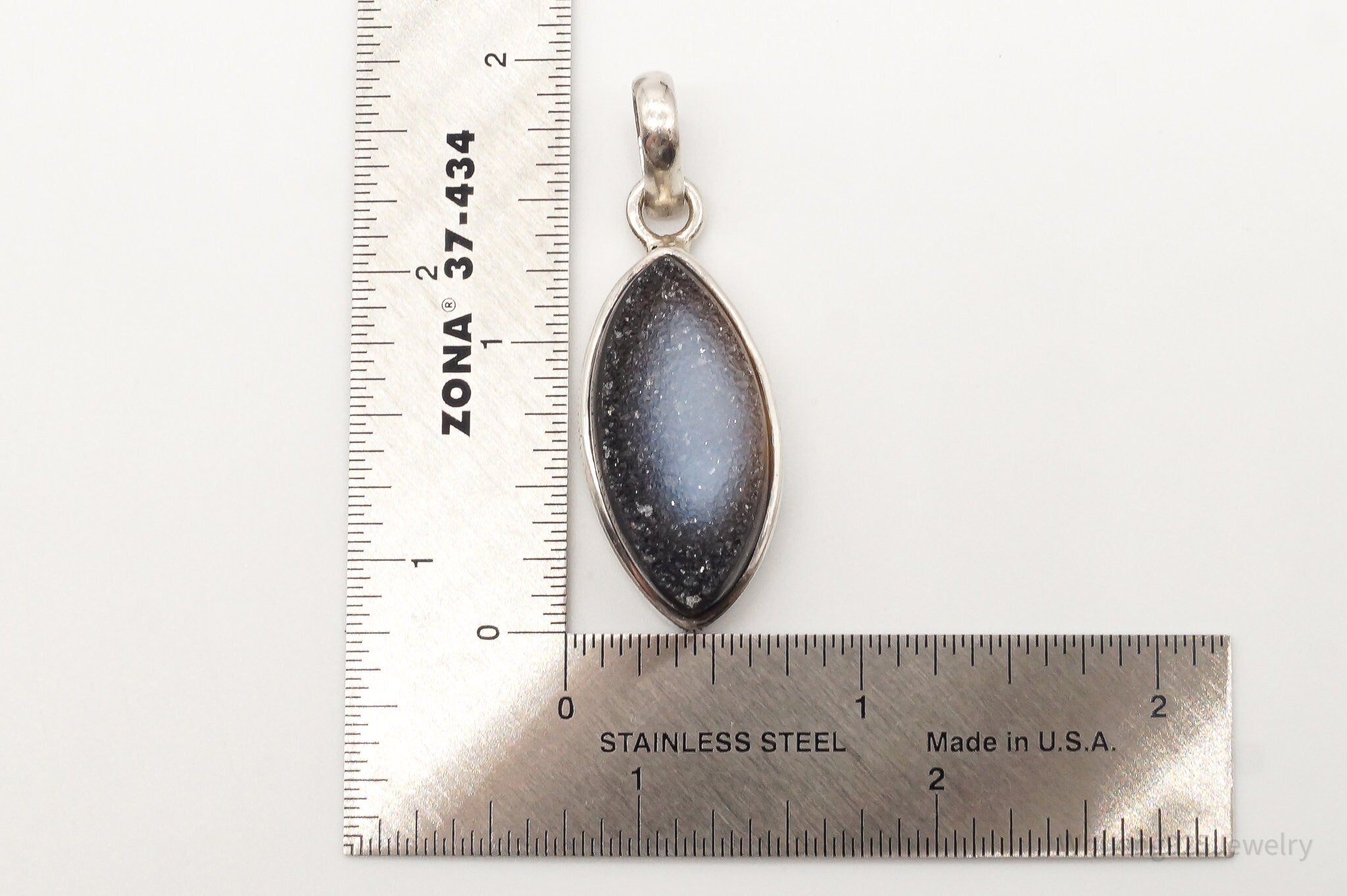 Vintage Large Druzy Quartz Sterling Silver Pendant