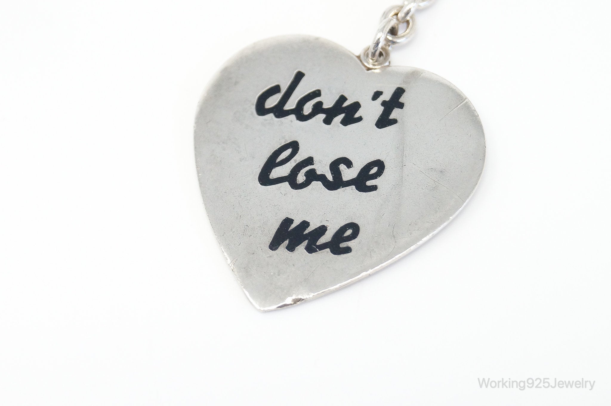 Vintage Don't Lose Me Heart 835 Silver Collectible Keychain