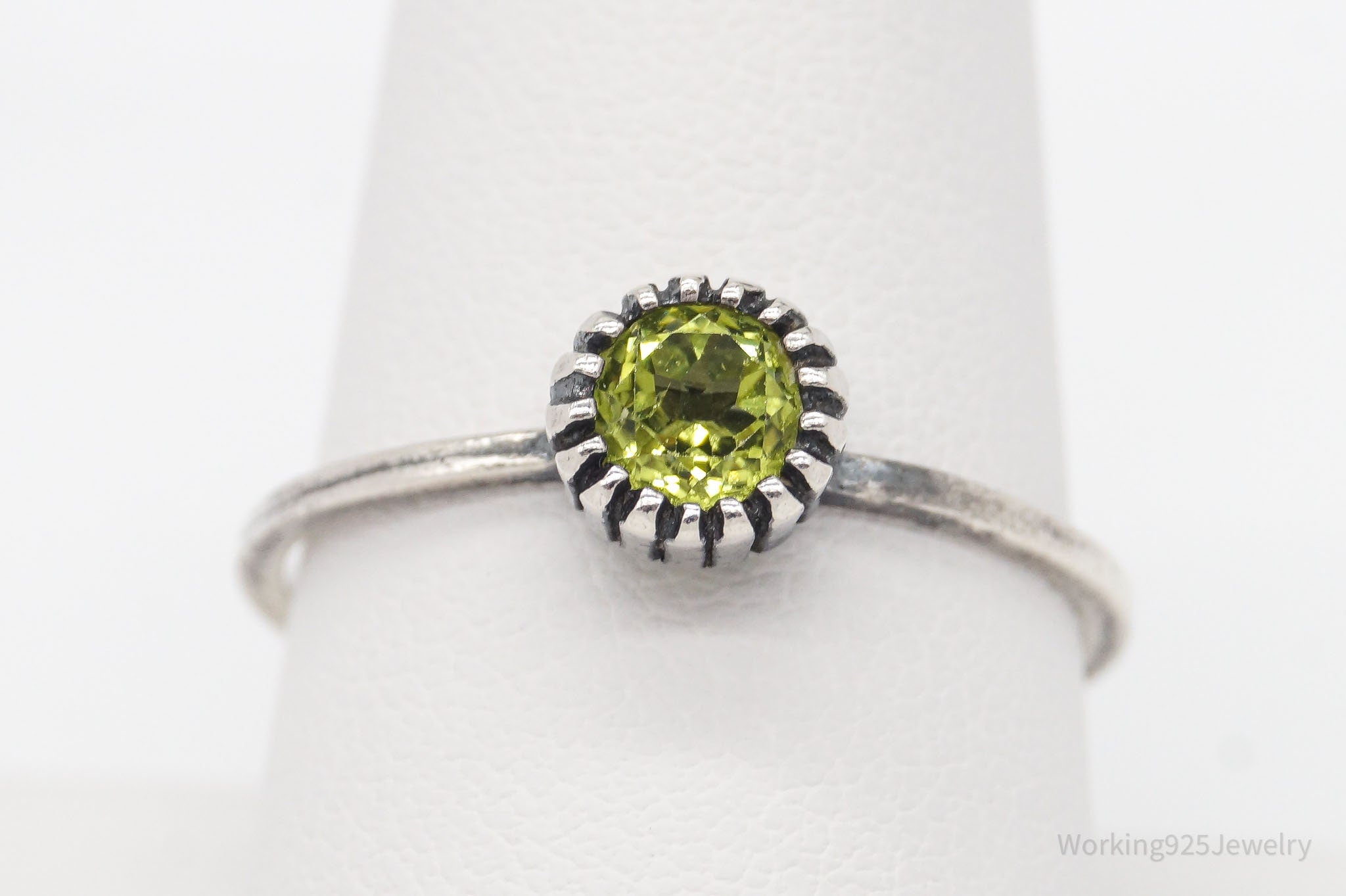 Vintage Israel Designer Paz PZ Peridot Sterling Silver Ring - Size 10