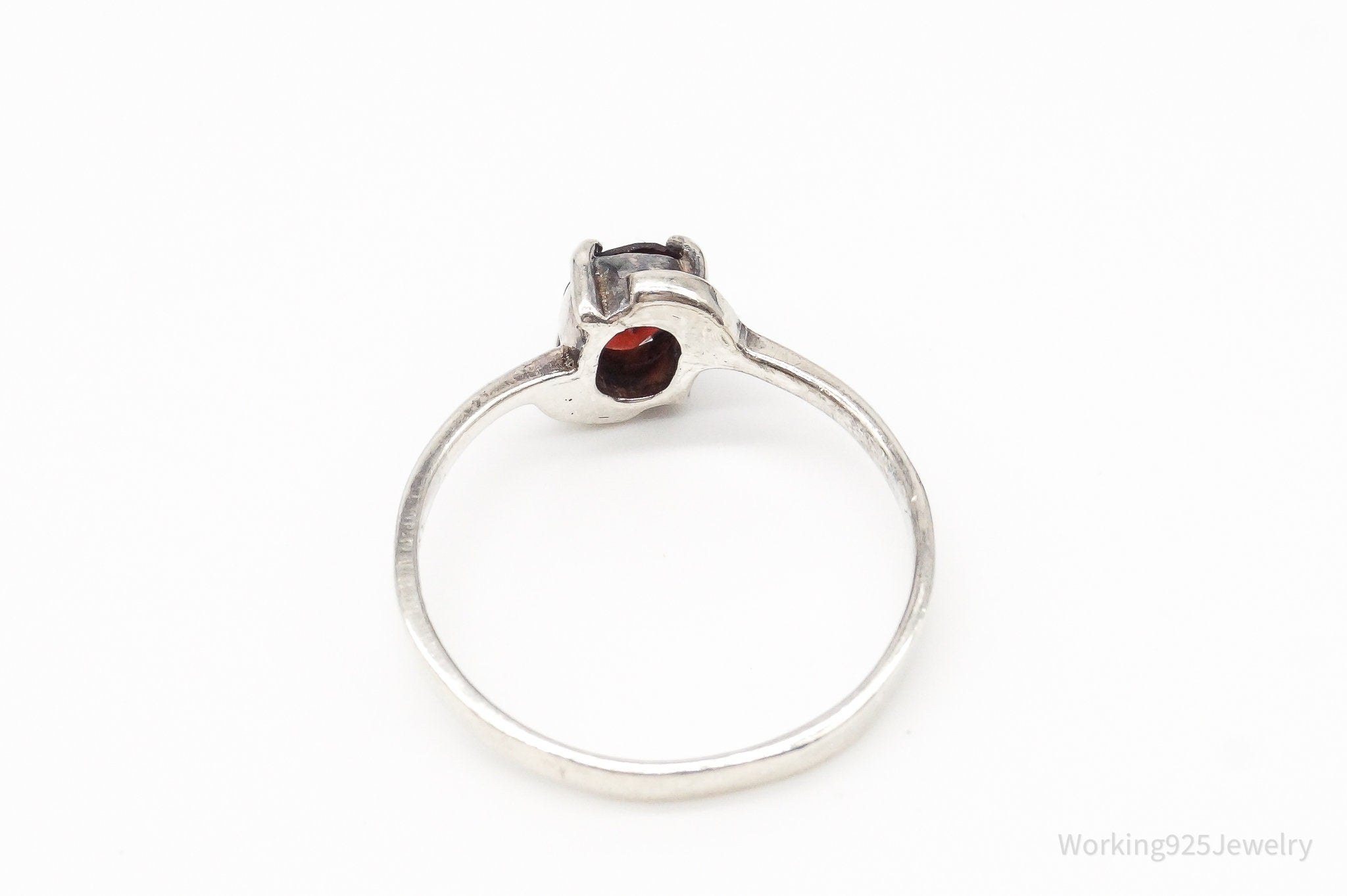 Vintage Garnet Sterling Silver Ring - Size 9