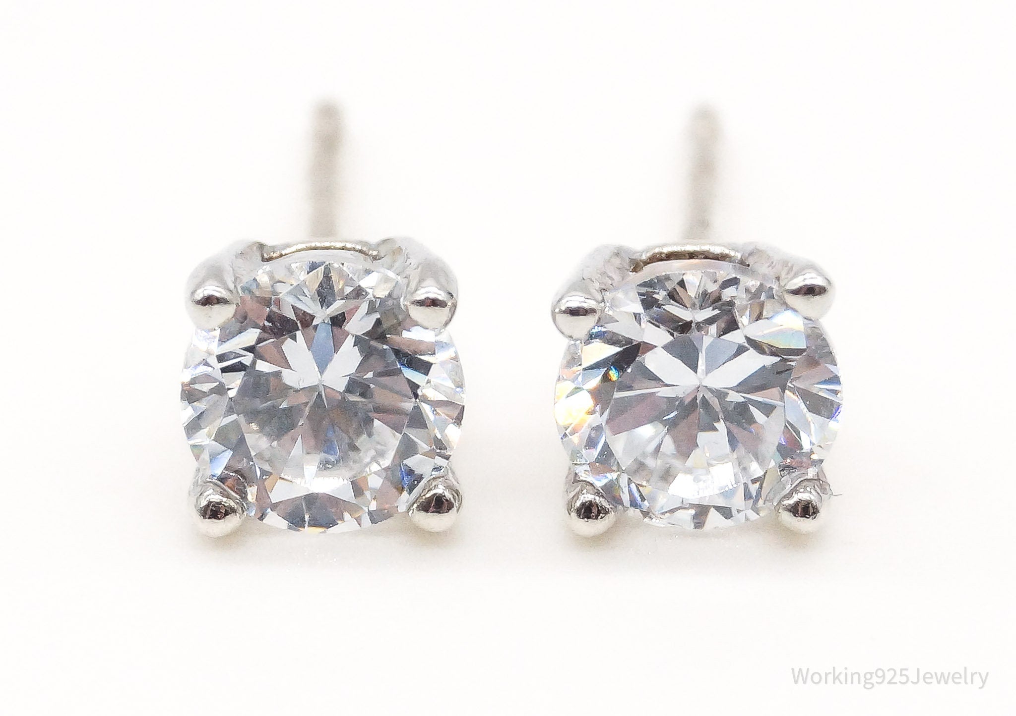 Vintage Cubic Zirconia Sterling Silver Earrings