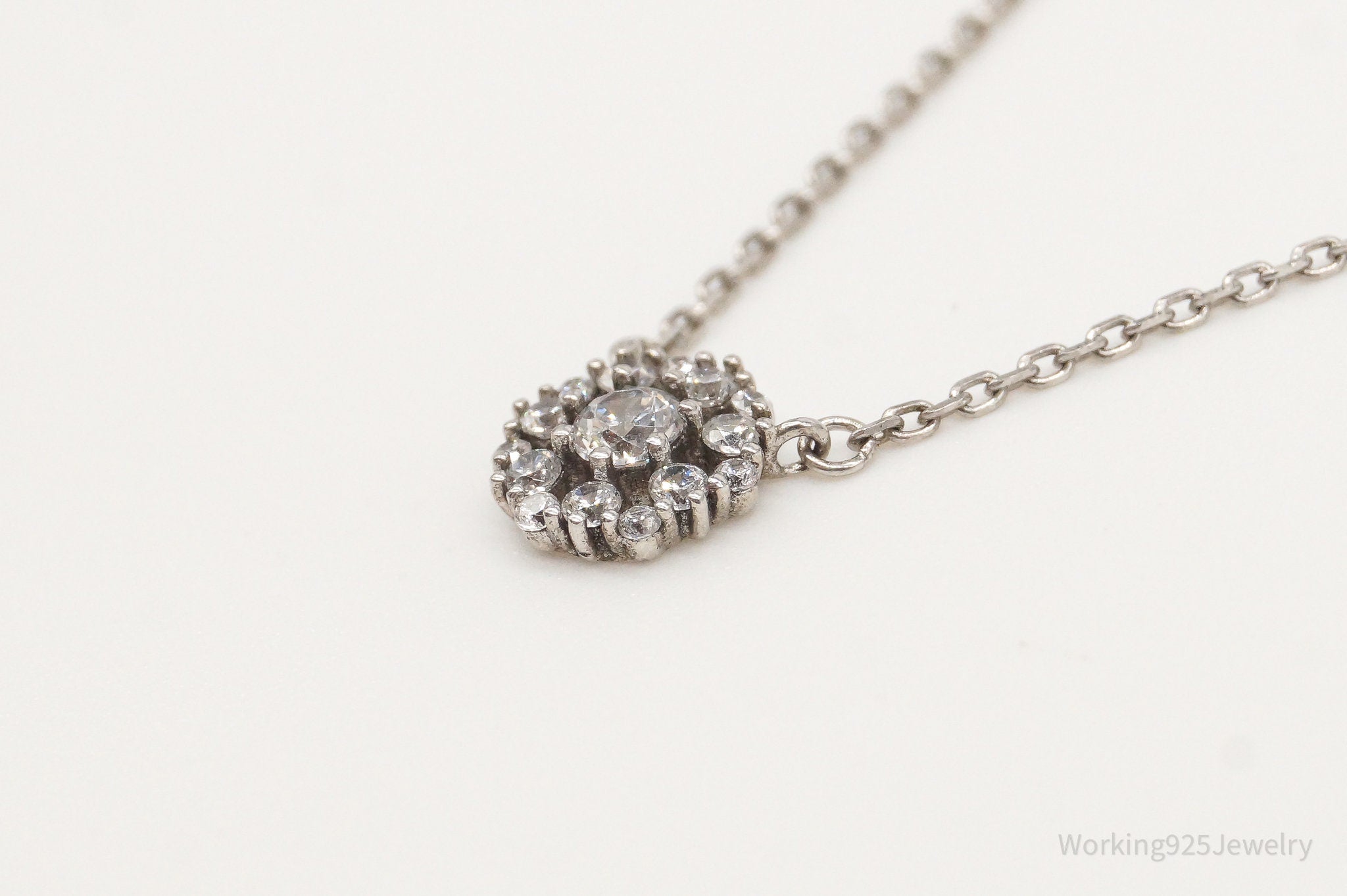 Vintage Cubic Zirconia Sterling Silver Necklace