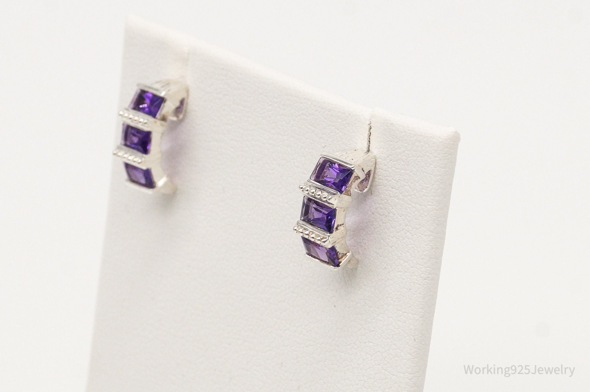 Vintage Amethyst Sterling Silver Earrings