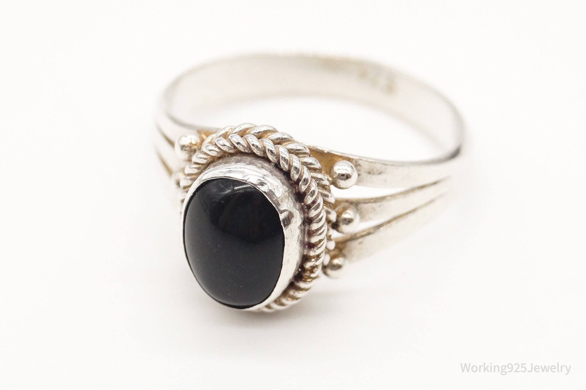 Vintage Black Onyx Sterling Silver Ring Size 5.75