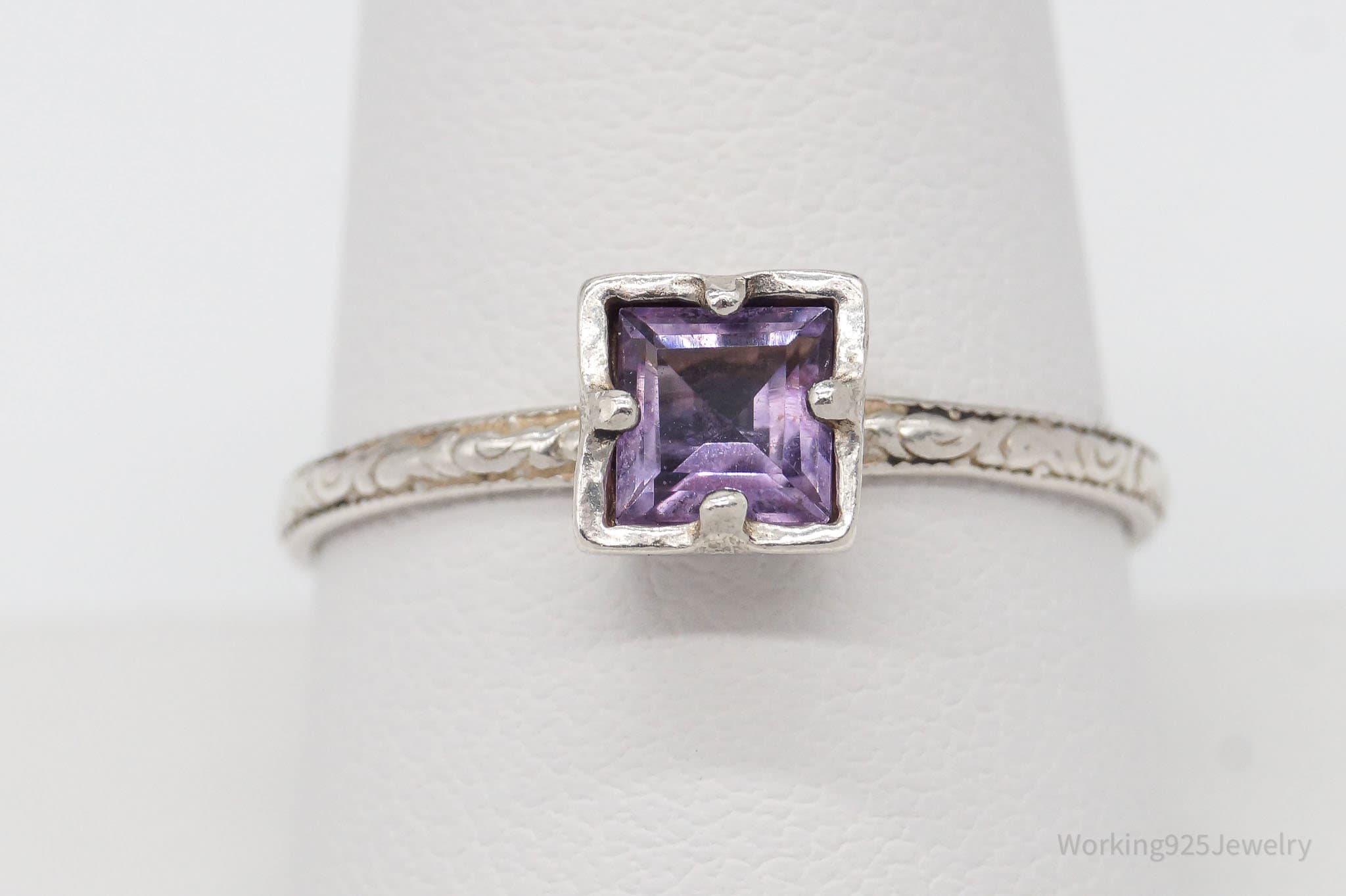 Israel Designer Paz PZ Amethyst Sterling Silver Ring - Size 10.25