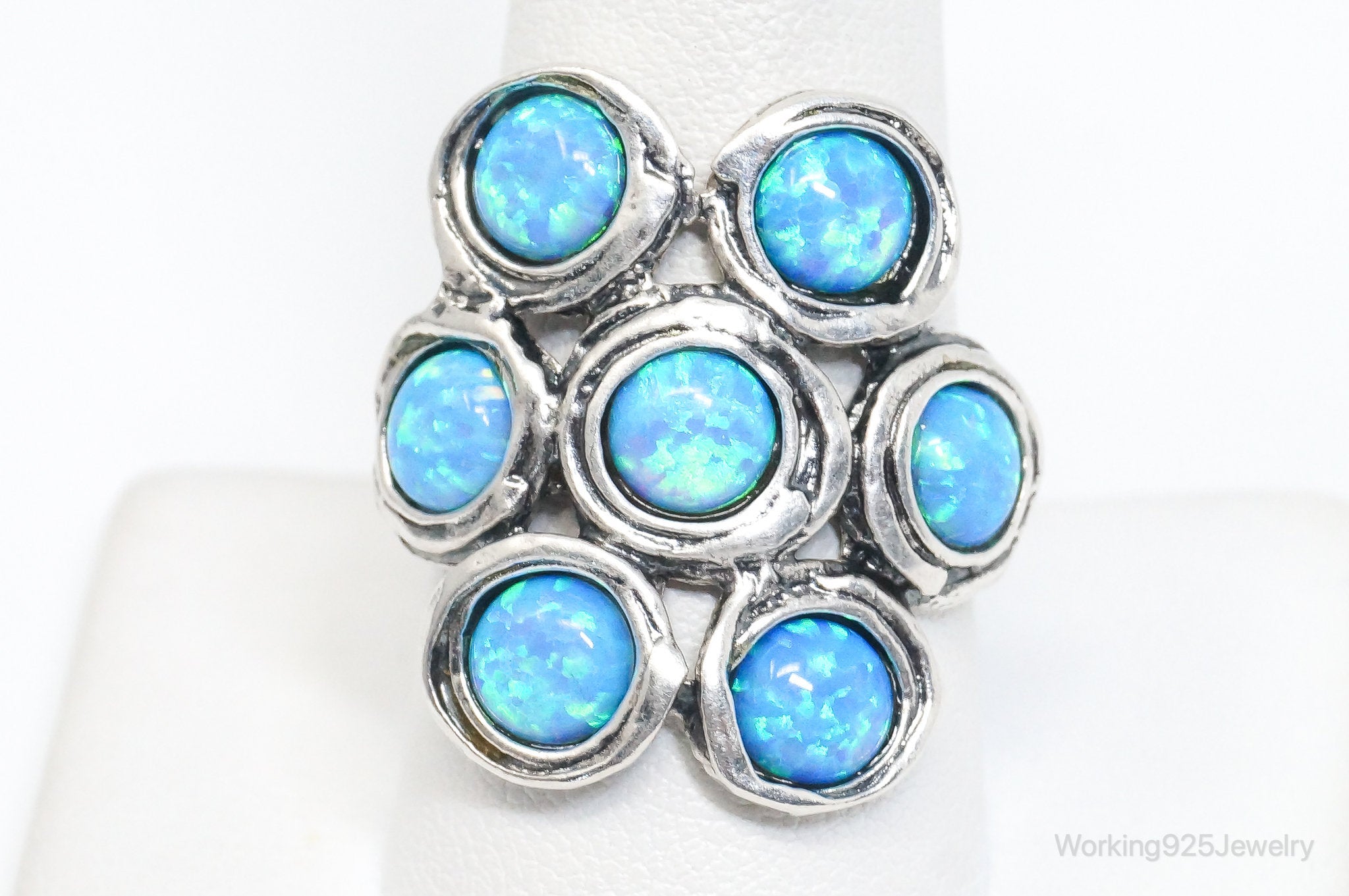 QVC Designer Regina Lane Blue Opal Sterling Silver Ring - SZ 10.25