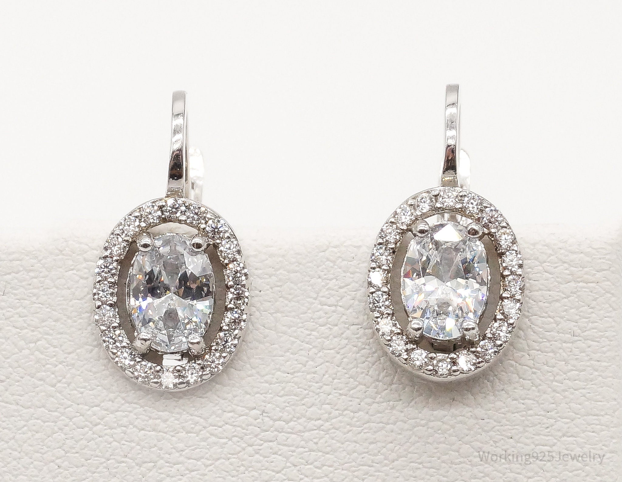 Vintage Cubic Zirconia Sterling Silver Earrings