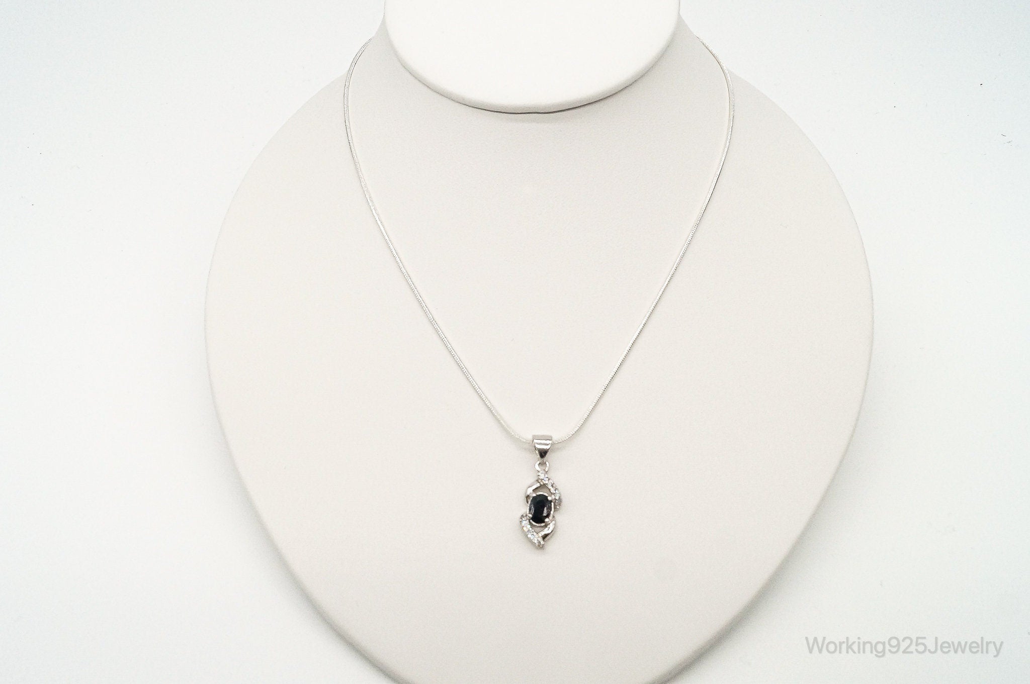 Sapphire Cubic Zirconia Sterling Silver Necklace