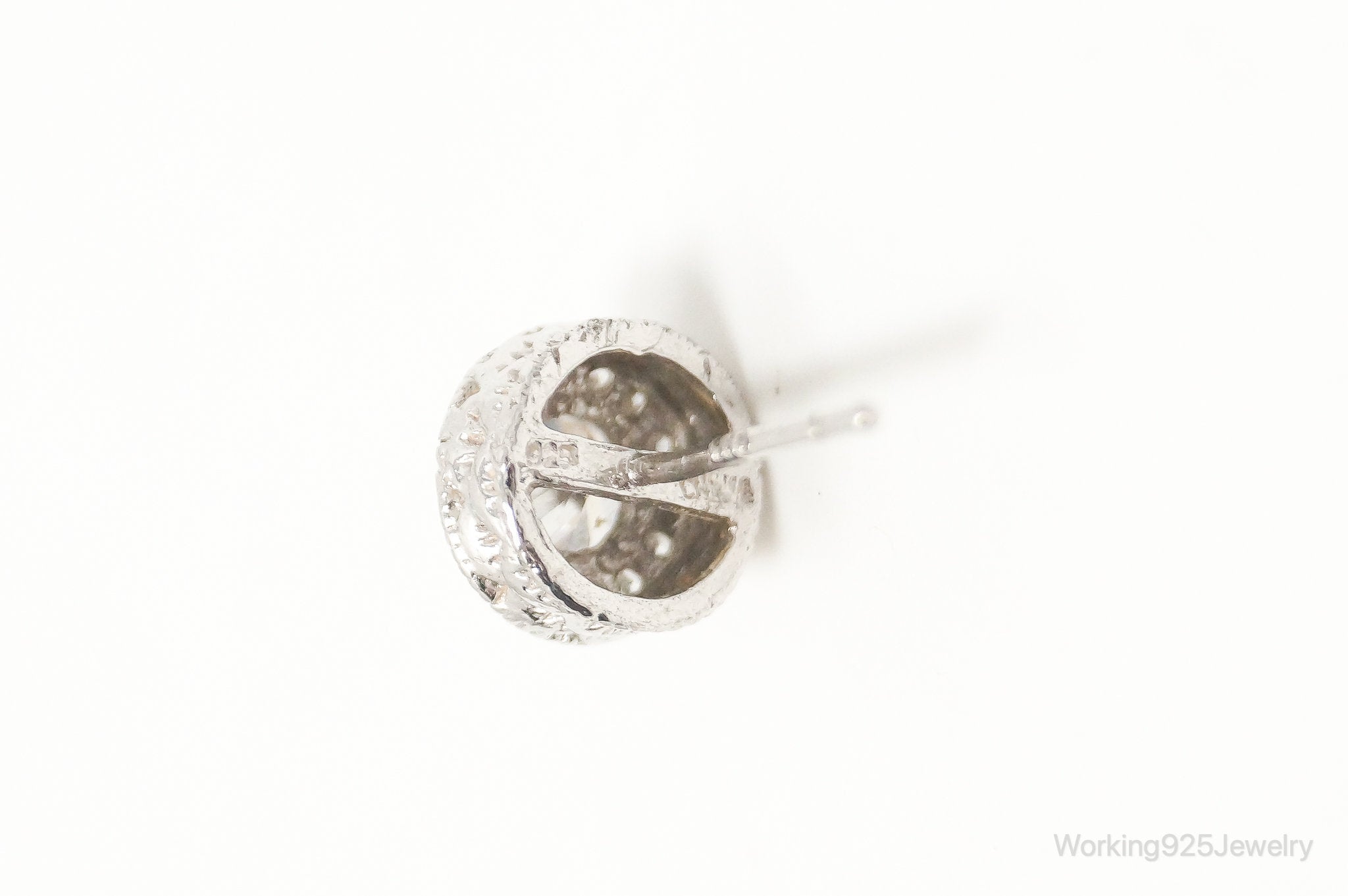 Cubic Zirconia Art Deco Sterling Silver Stud Post Earrings