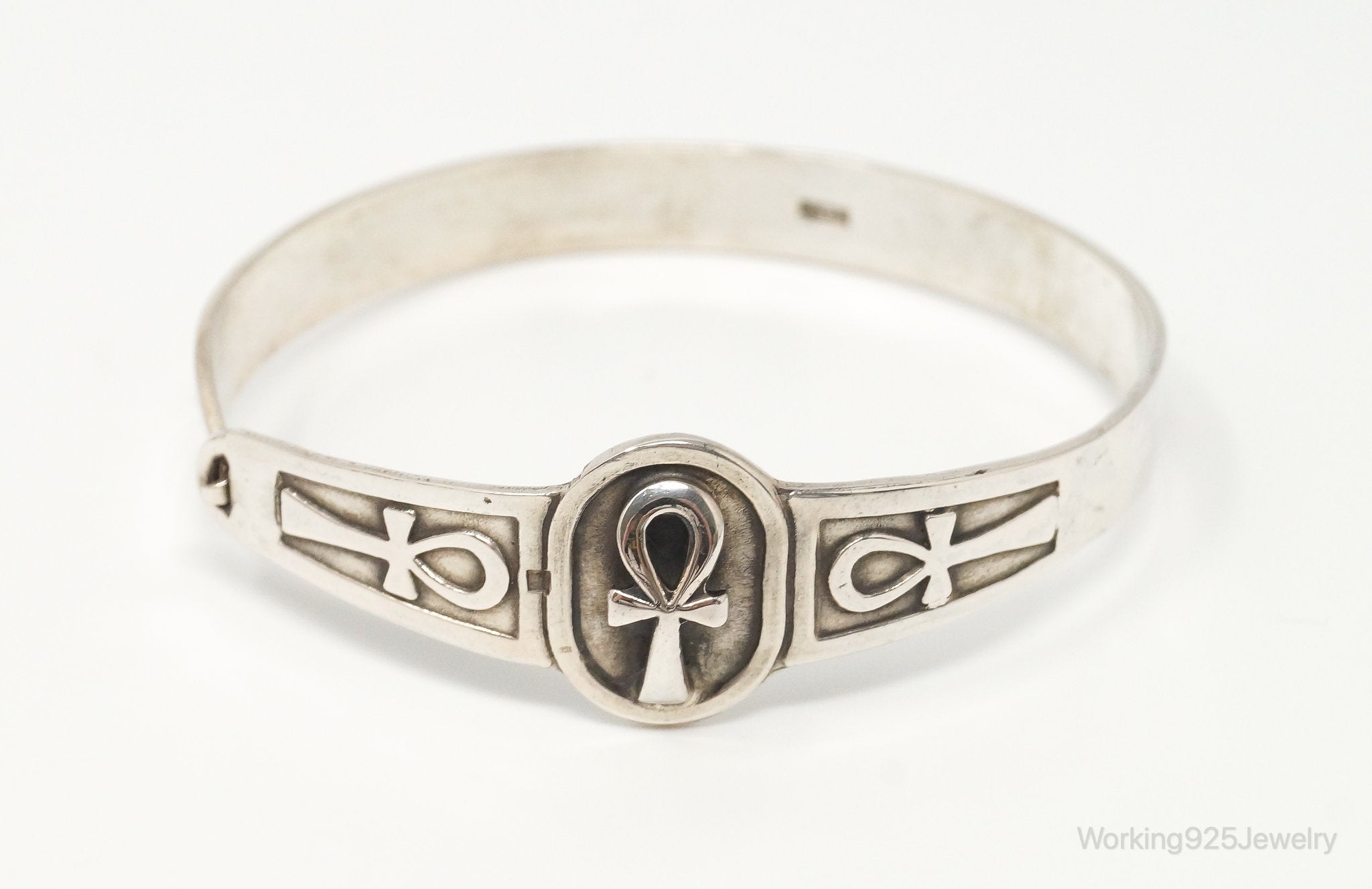 Vintage Egyptian Ohm Sterling Silver Bracelet