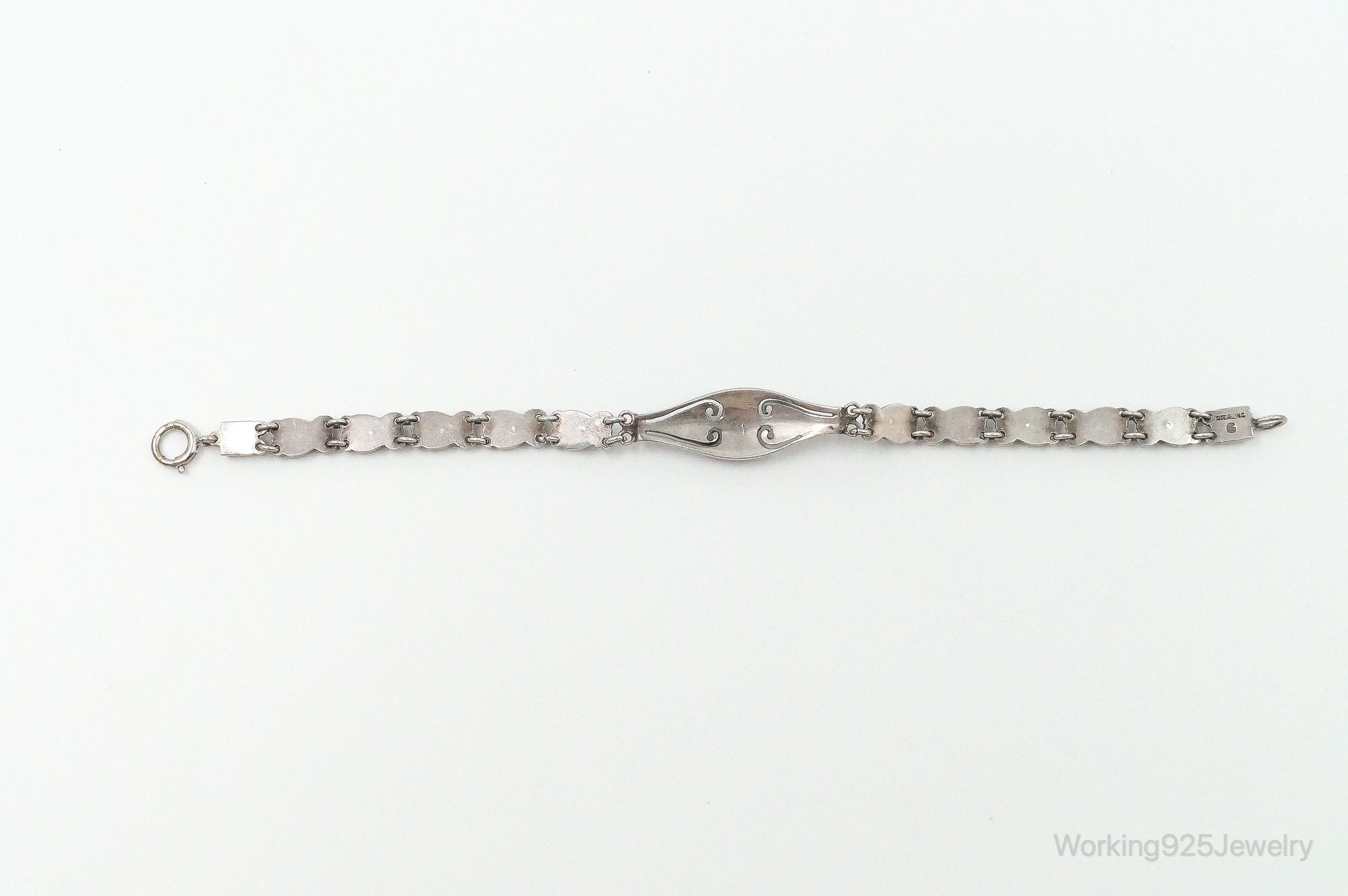 RARE Antique Art Deco Designer Rhinestone Sterling Silver Bracelet