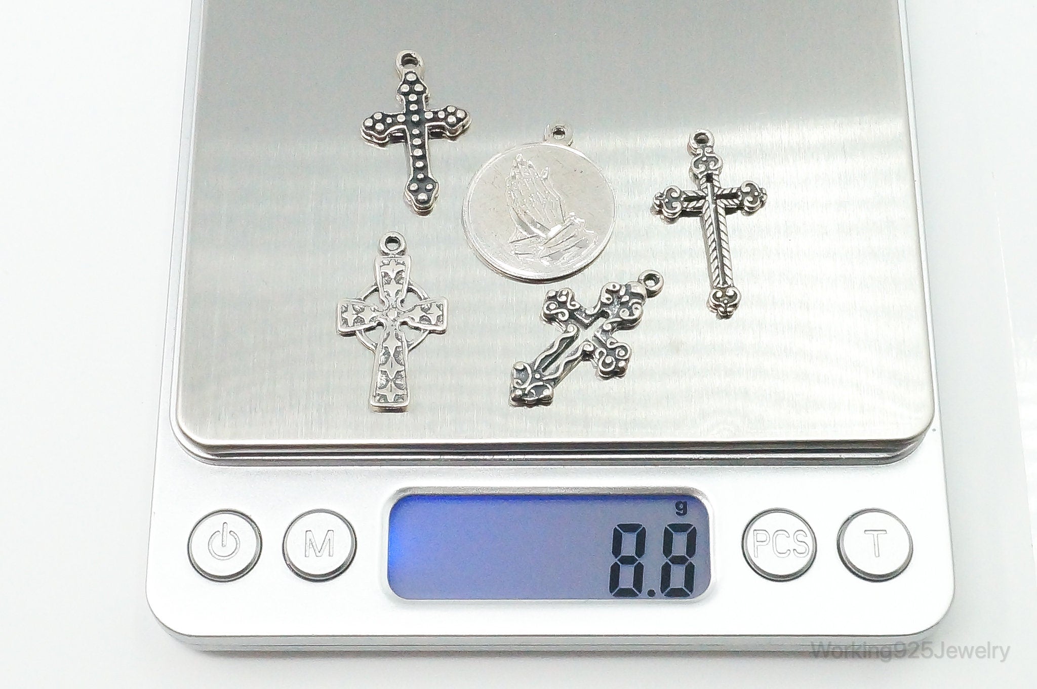 Vintage Crosses & Prayer Sterling Silver Charms Lot