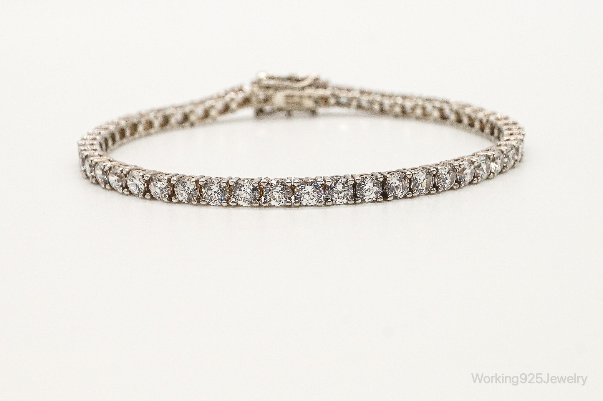 Vintage Cubic Zirconia Sterling Silver Tennis Bracelet