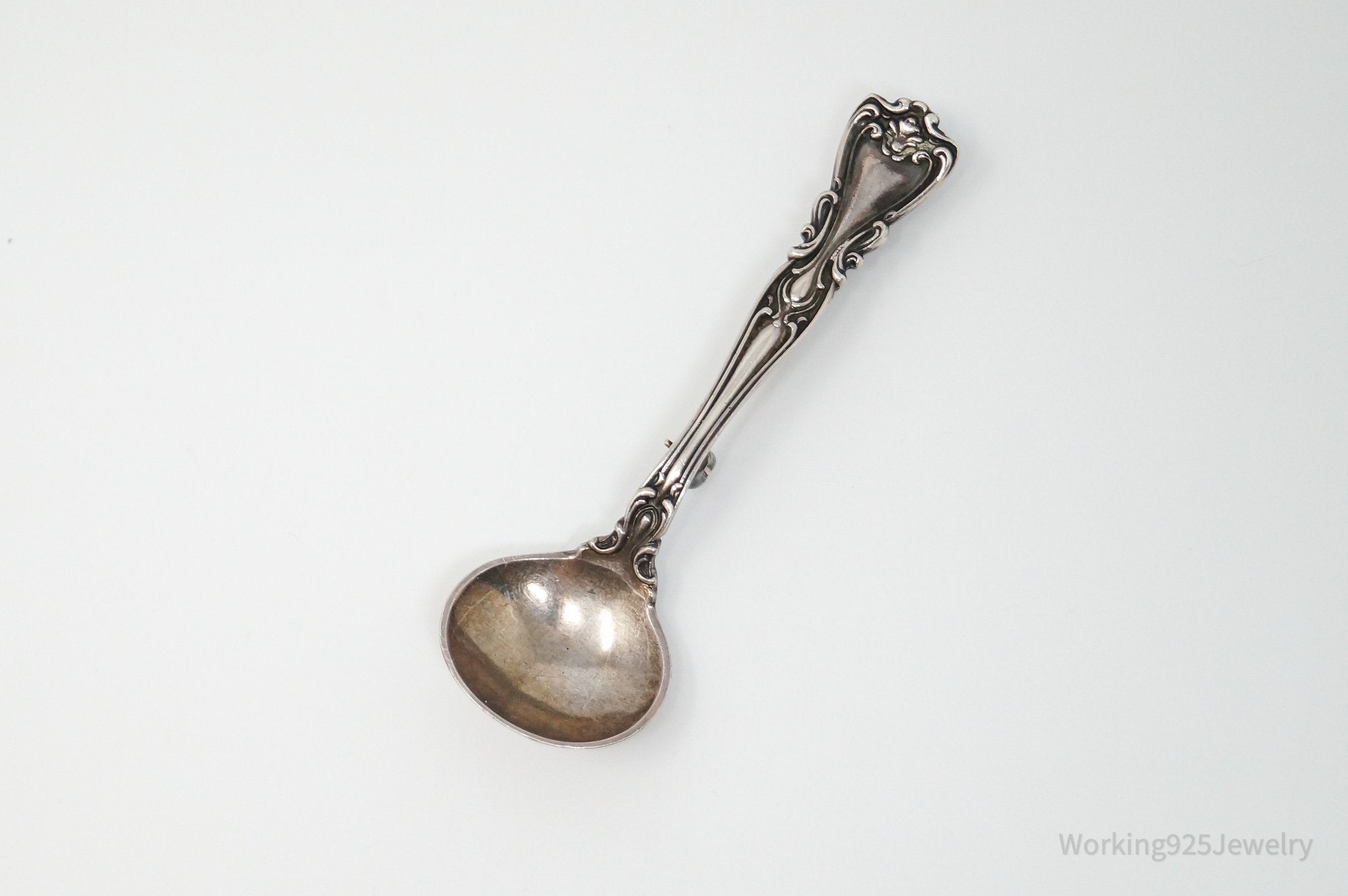 Antique GORHAM Floral Spoon Sterling Silver Brooch Pin