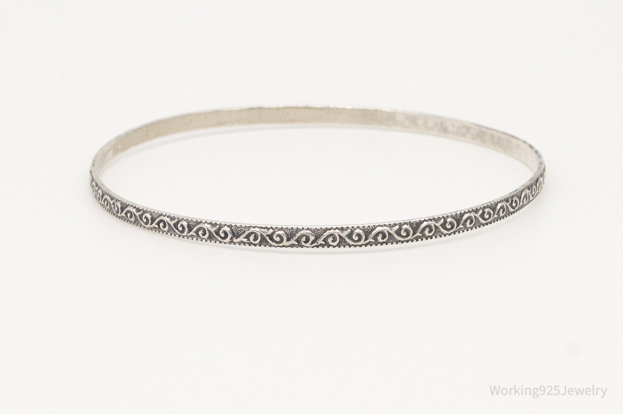 Antique Beau Art Nouveau Sterling Silver Bangle Bracelet