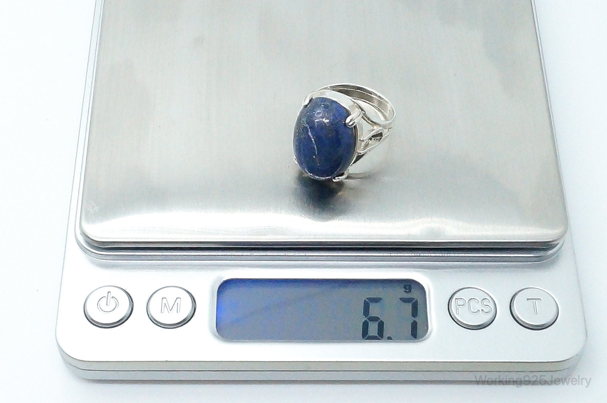 Vintage Lapis Lazuli Sterling Silver Ring - Size 7.25