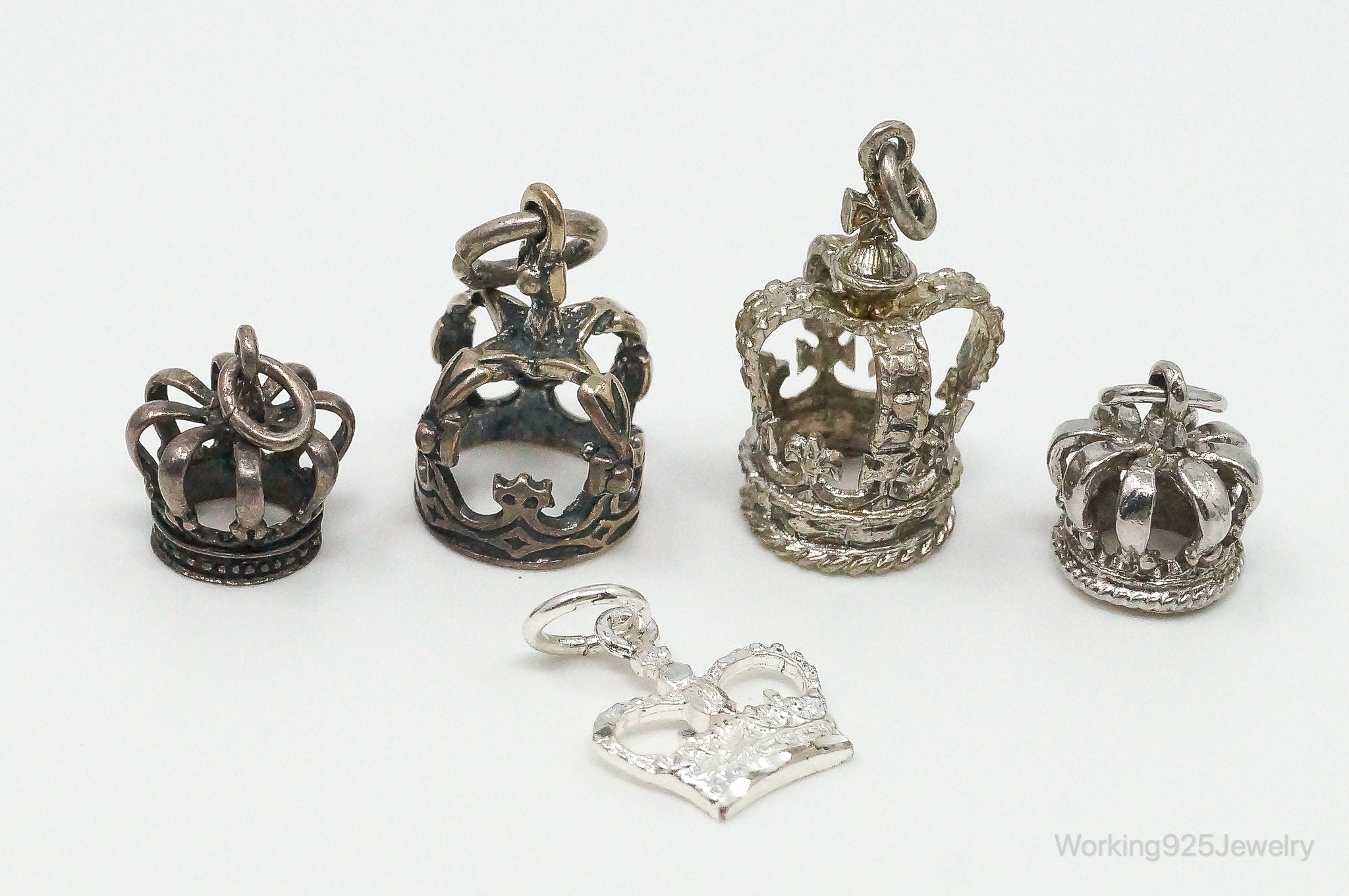 Vintage Antique Crowns Sterling Silver Charms