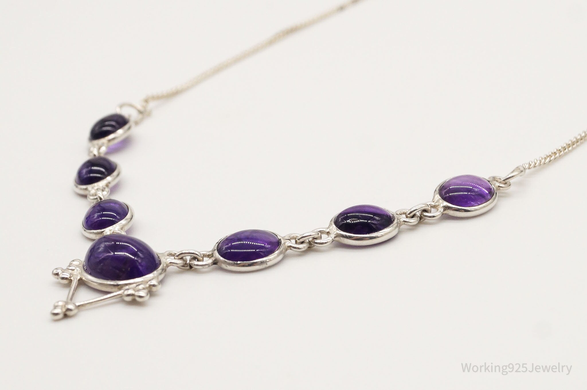 Vintage Amethyst Bib Style Silver Necklace