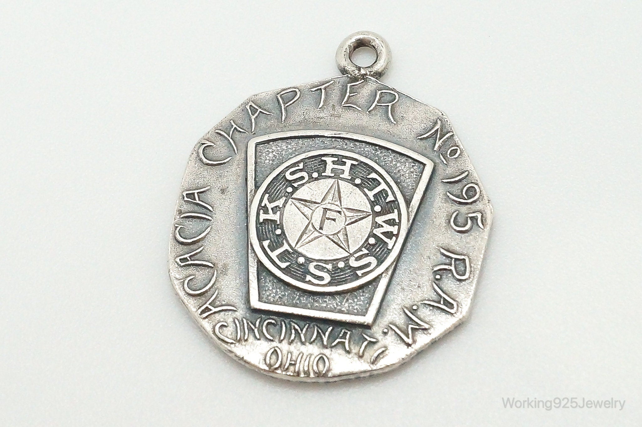 Vintage Acacia Chapter 195 Cincinnati Ohio Sterling Silver Medallion Pendant