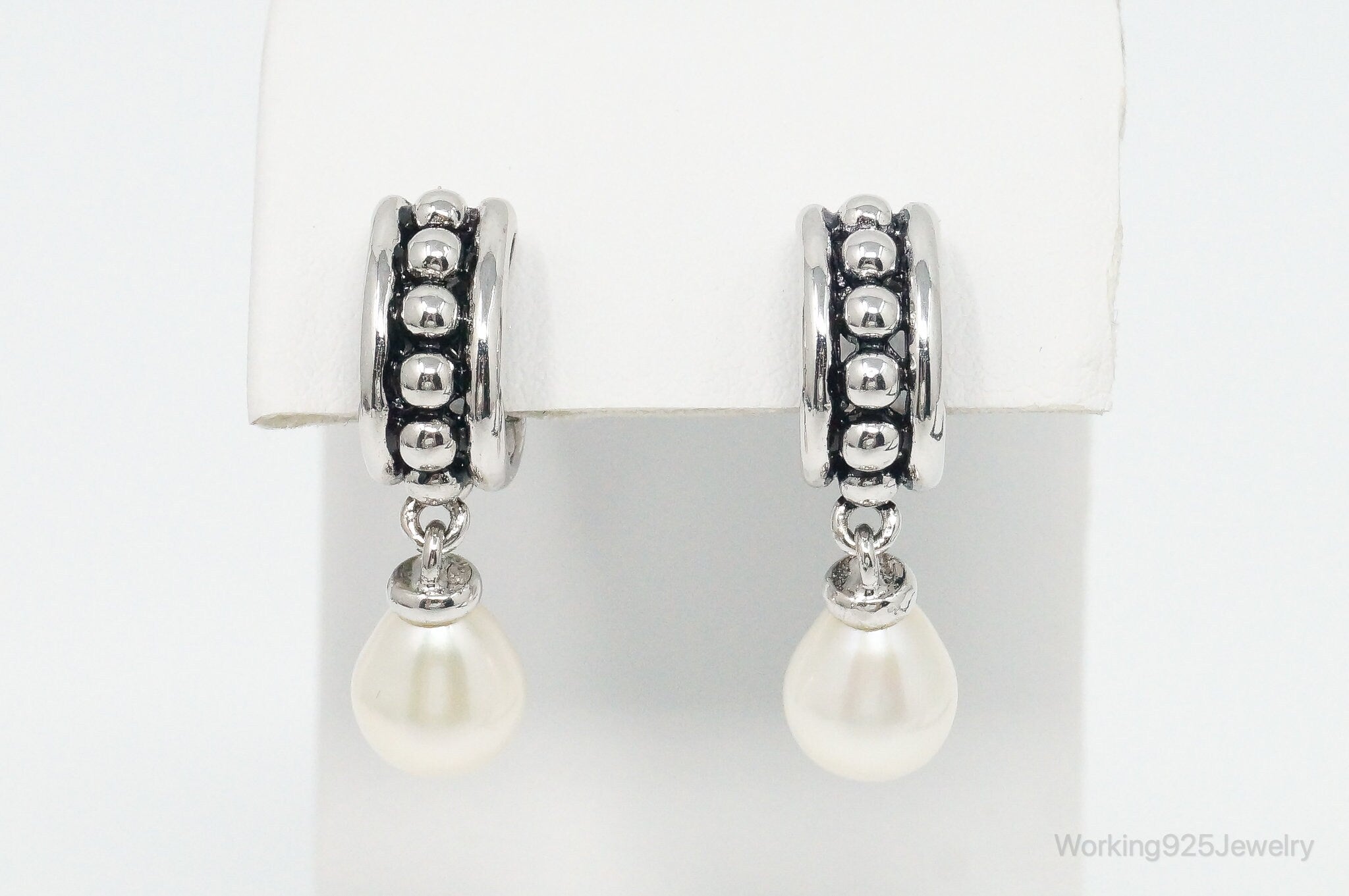 Designer Pearl Sterling Silver Earrings