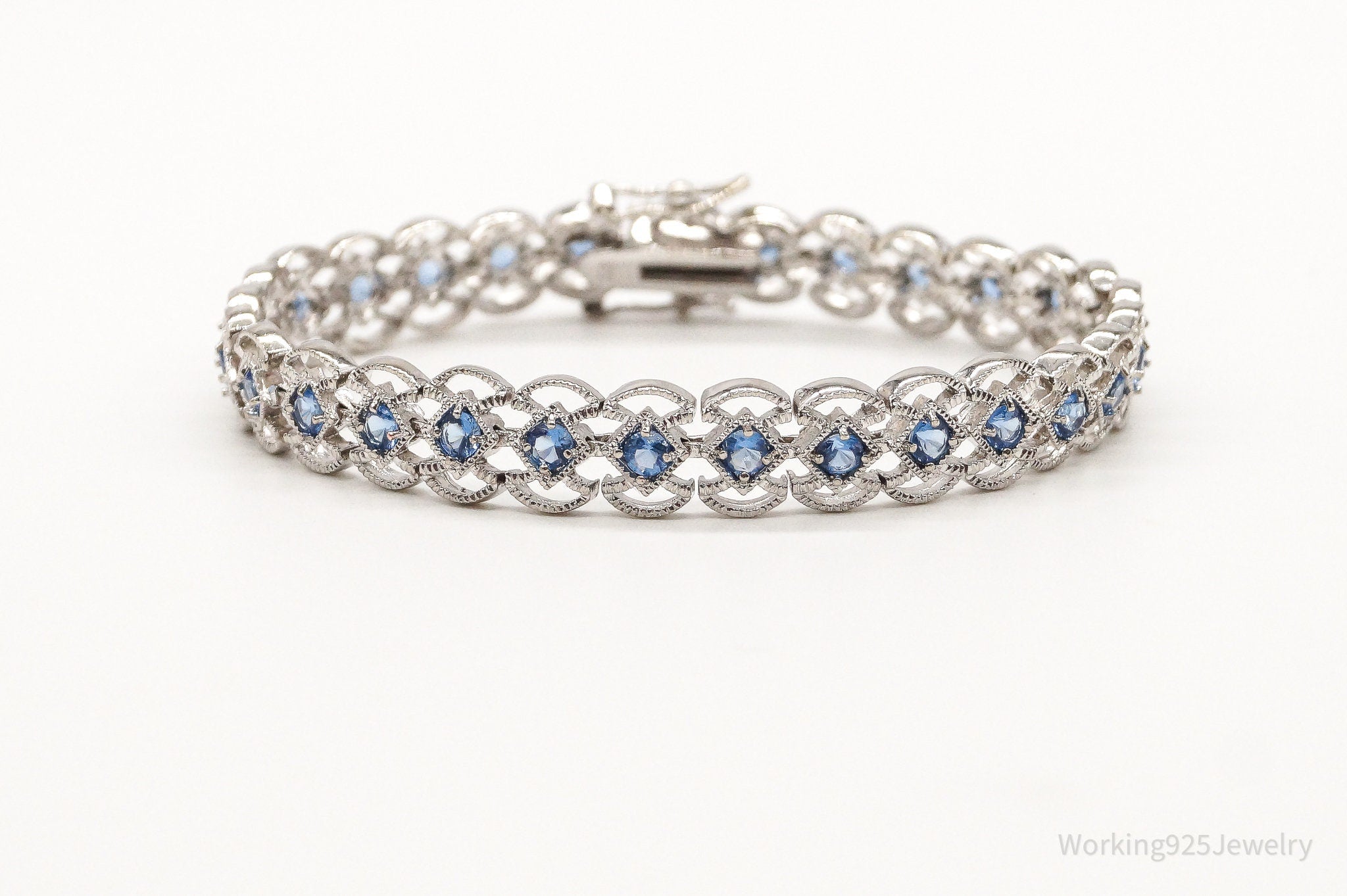 Designer FAS Lab Sapphire Sterling Silver Bracelet