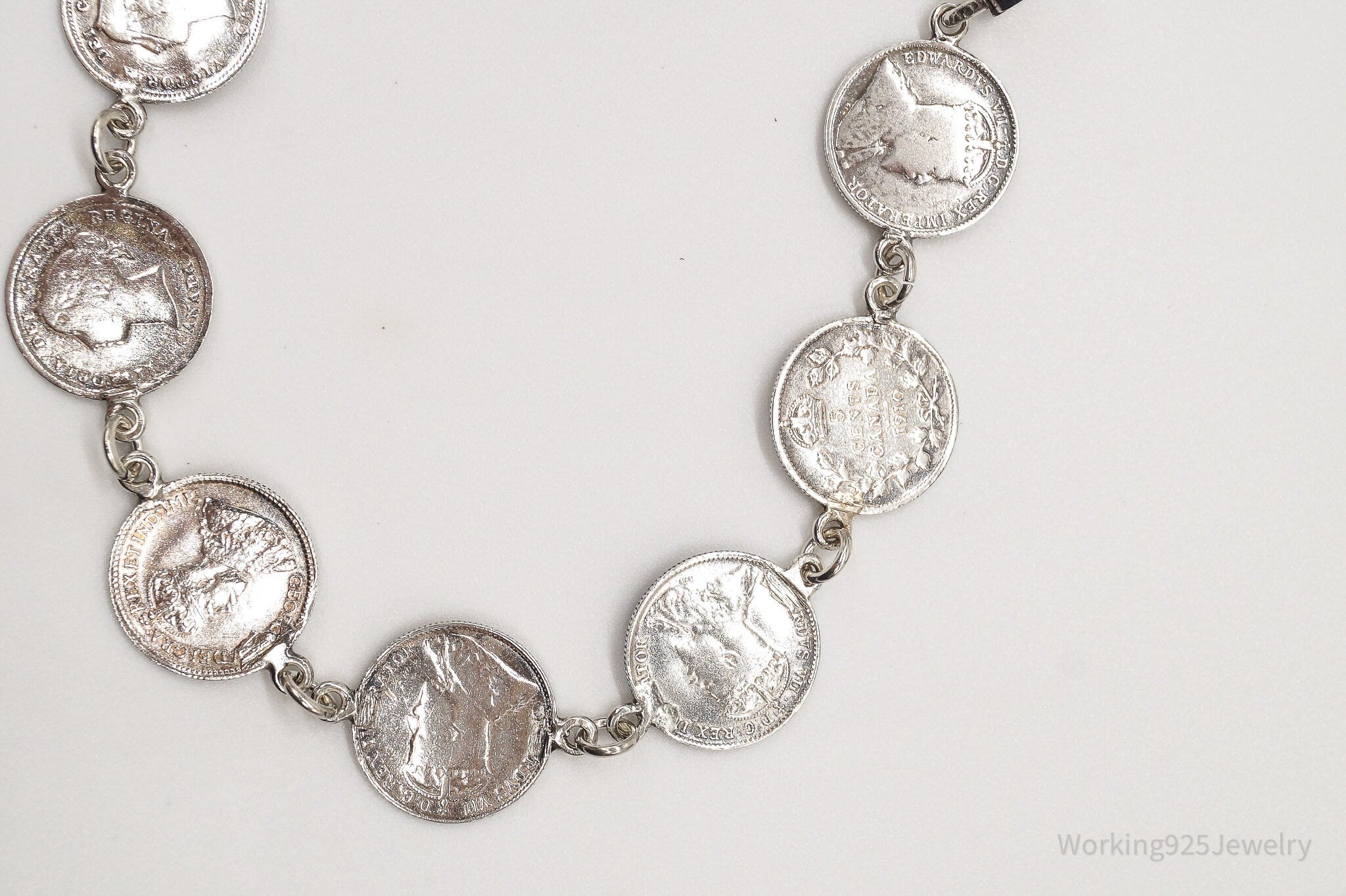 Antique Canadian Coins Sterling Silver Bracelet