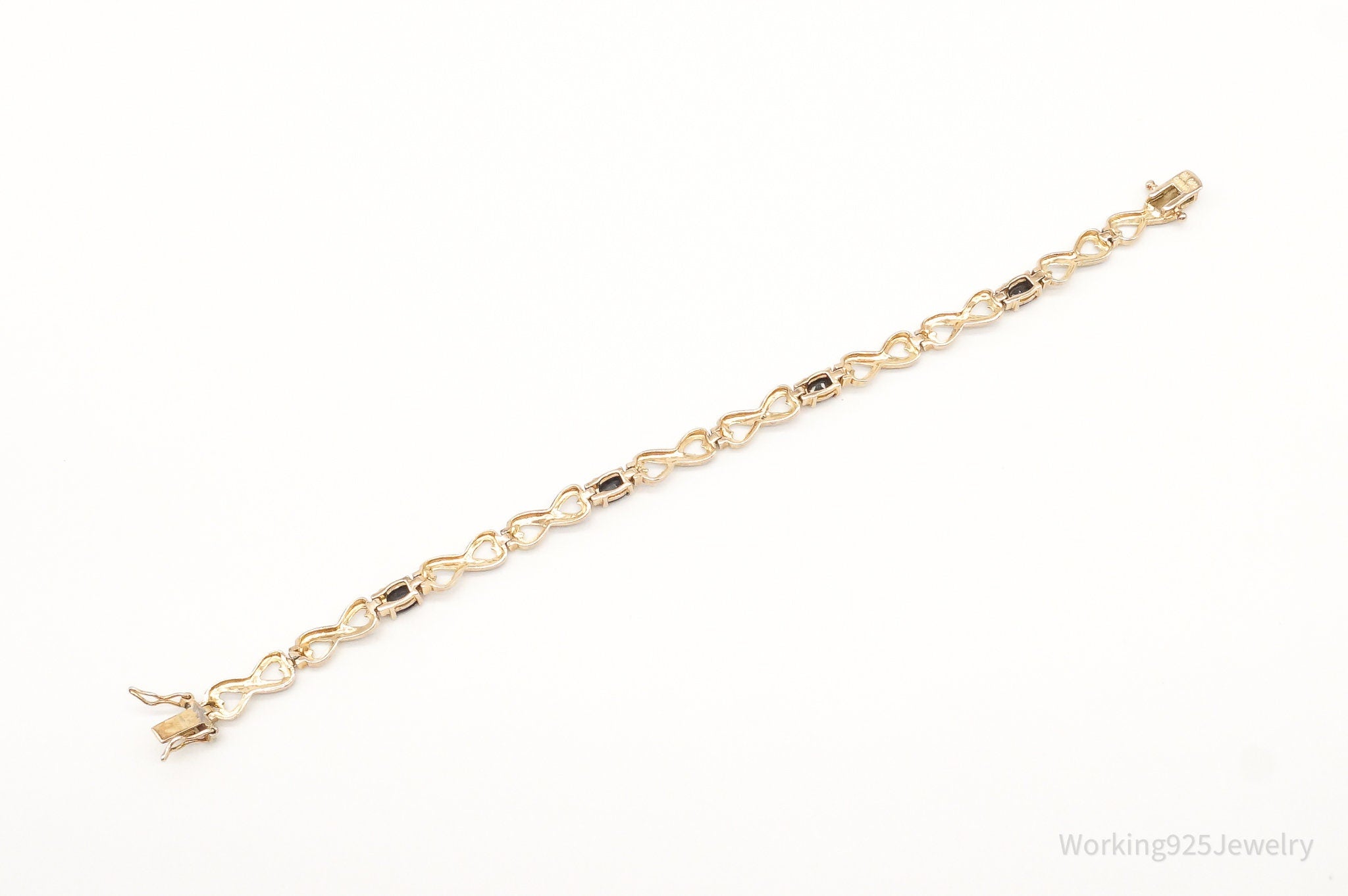 Designer Ross Simons Sapphires One Diamond Gold Vermeil Sterling Silver Bracelet