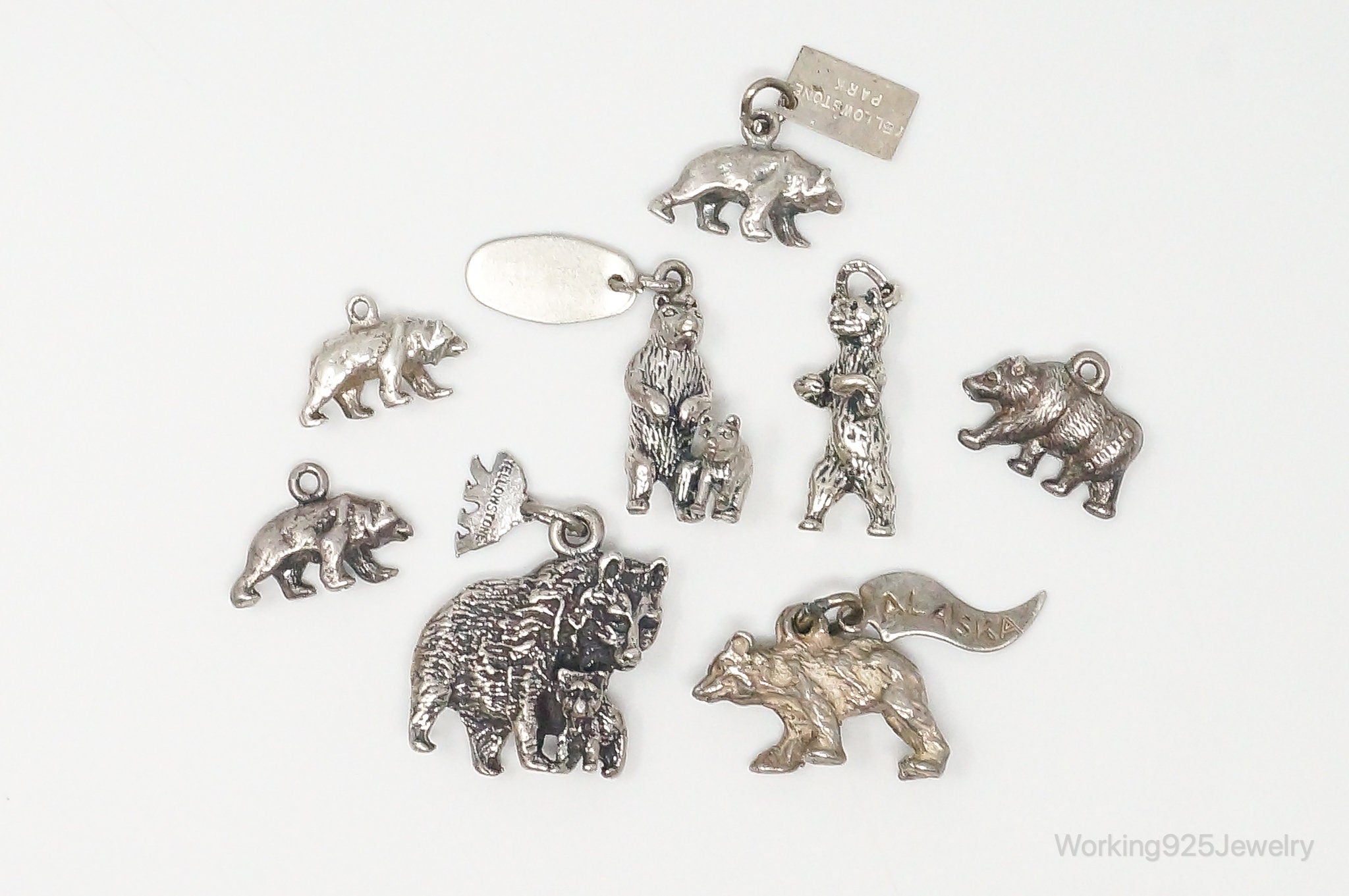 Vintage Antique Bears Cubs Sterling Silver Charms Lot