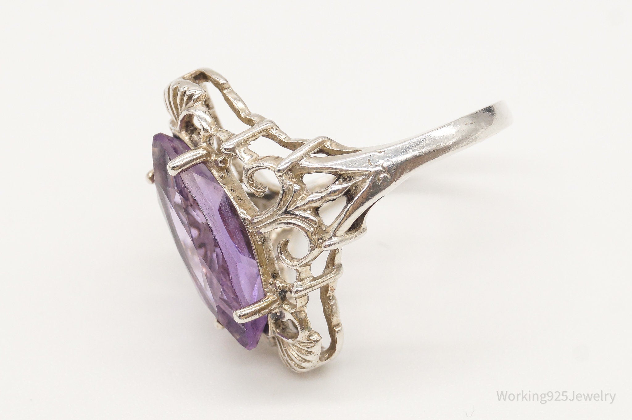 Vintage Designer CNA Amethyst Sterling Silver Ring - Size 6