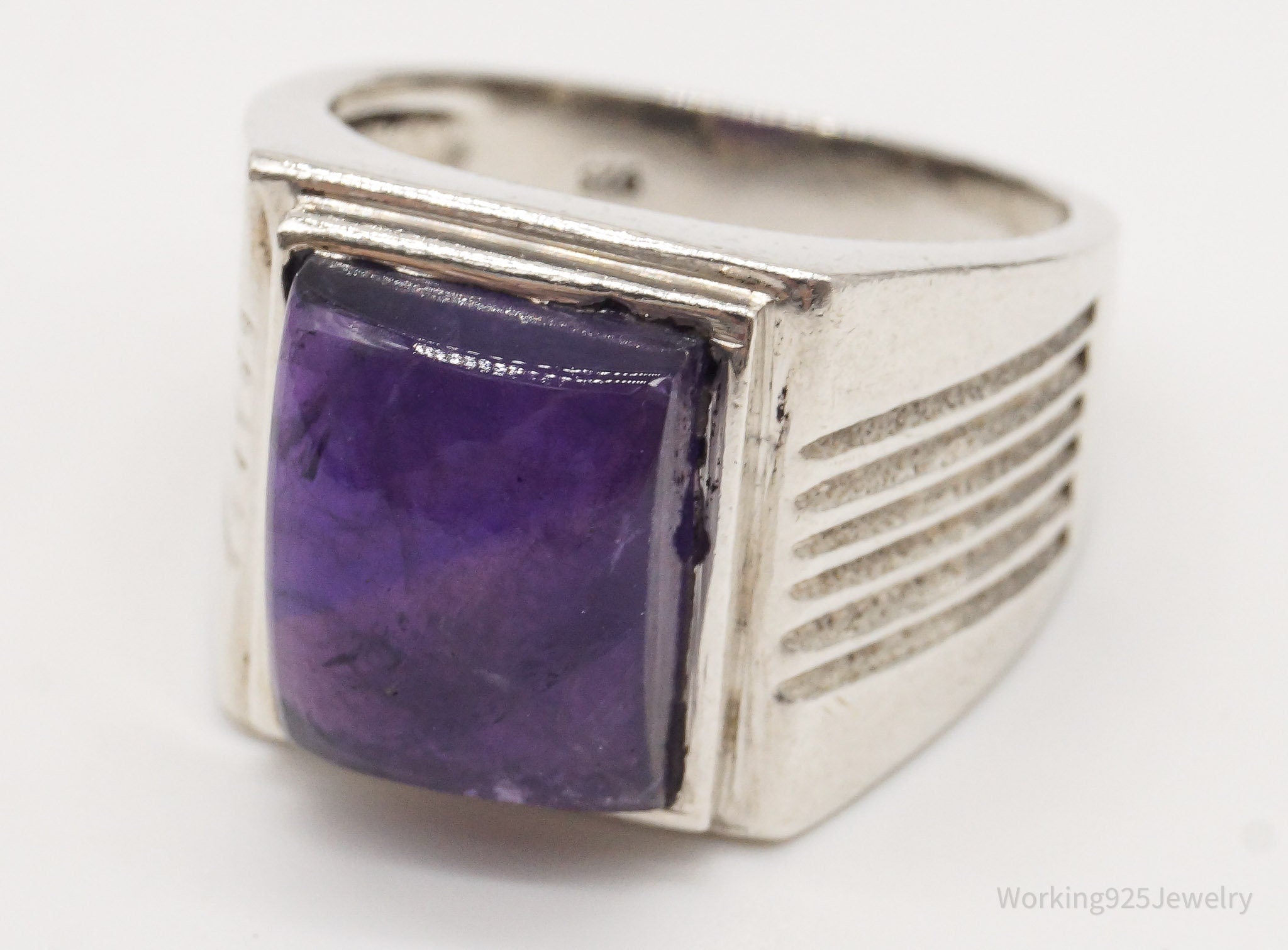 Vintage Amethyst Sterling Silver Ring - Size 7.75