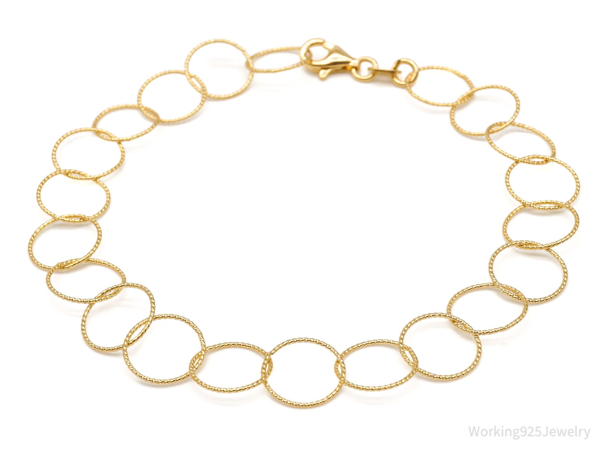 Vintage Danecraft Circle Chain Link Gold Vermeil Sterling Silver Bracelet