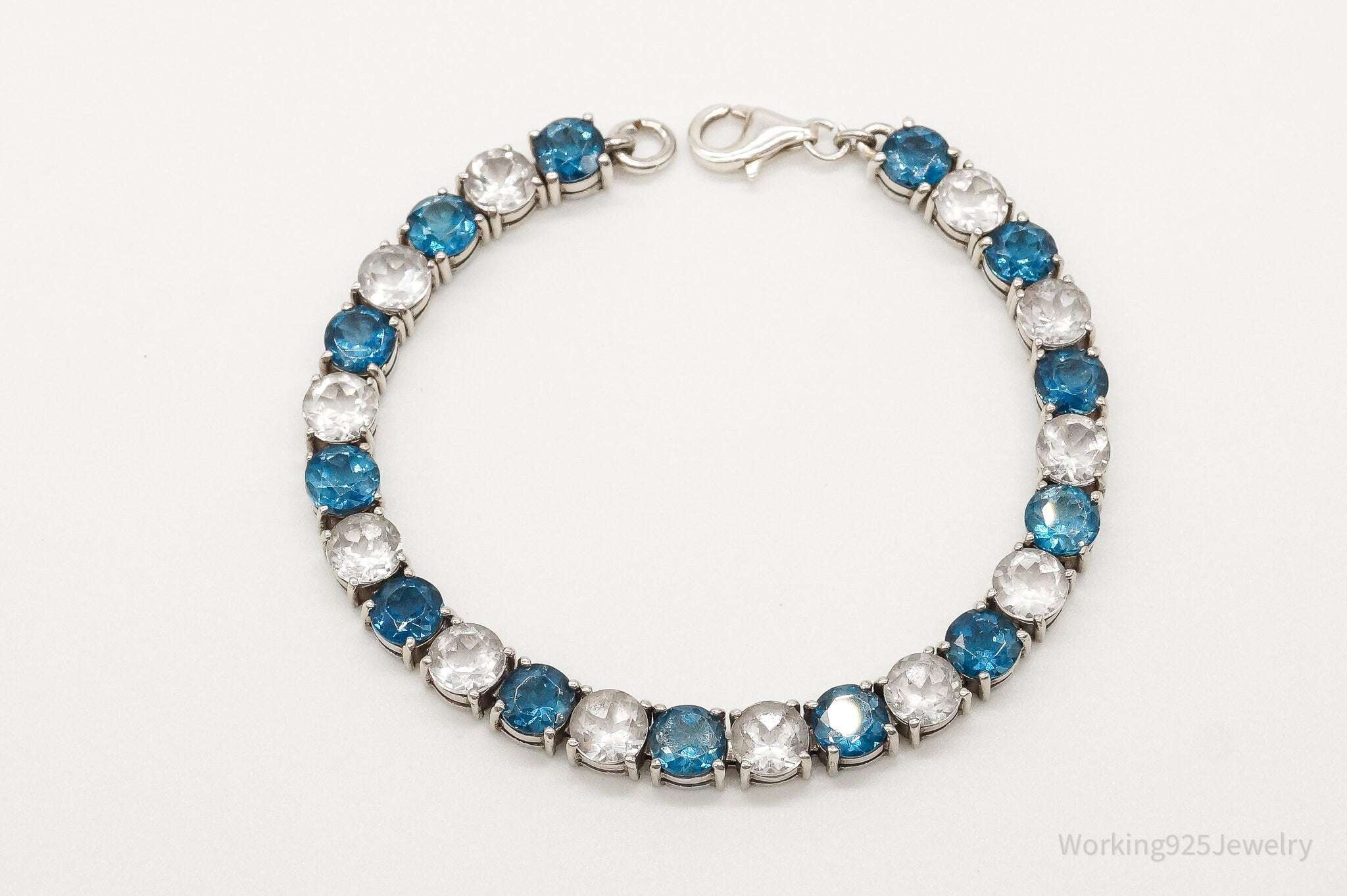 Blue & White Topaz Sterling Silver Bracelet