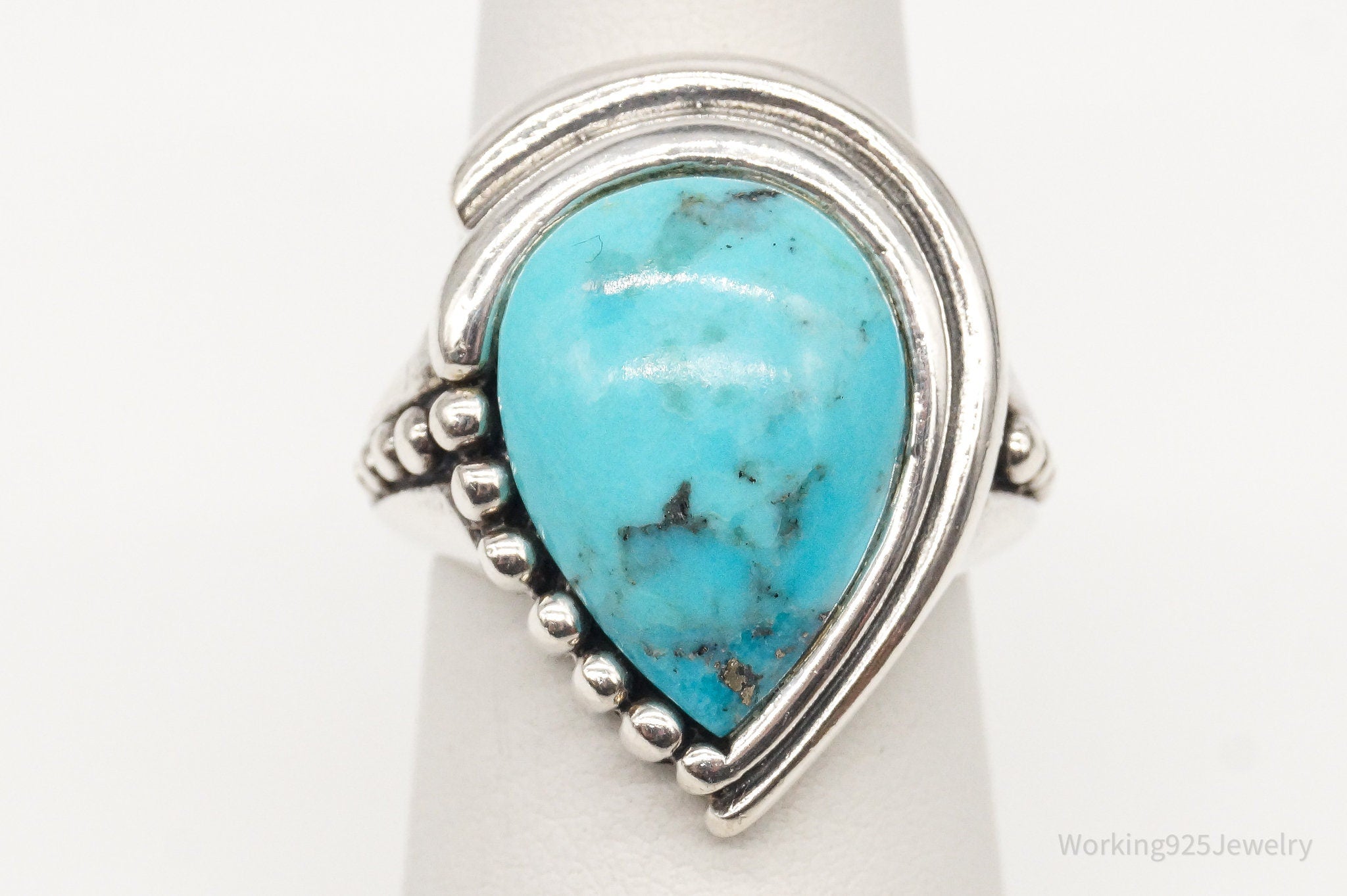 Designer SX Turquoise Sterling Silver Ring - Size 6