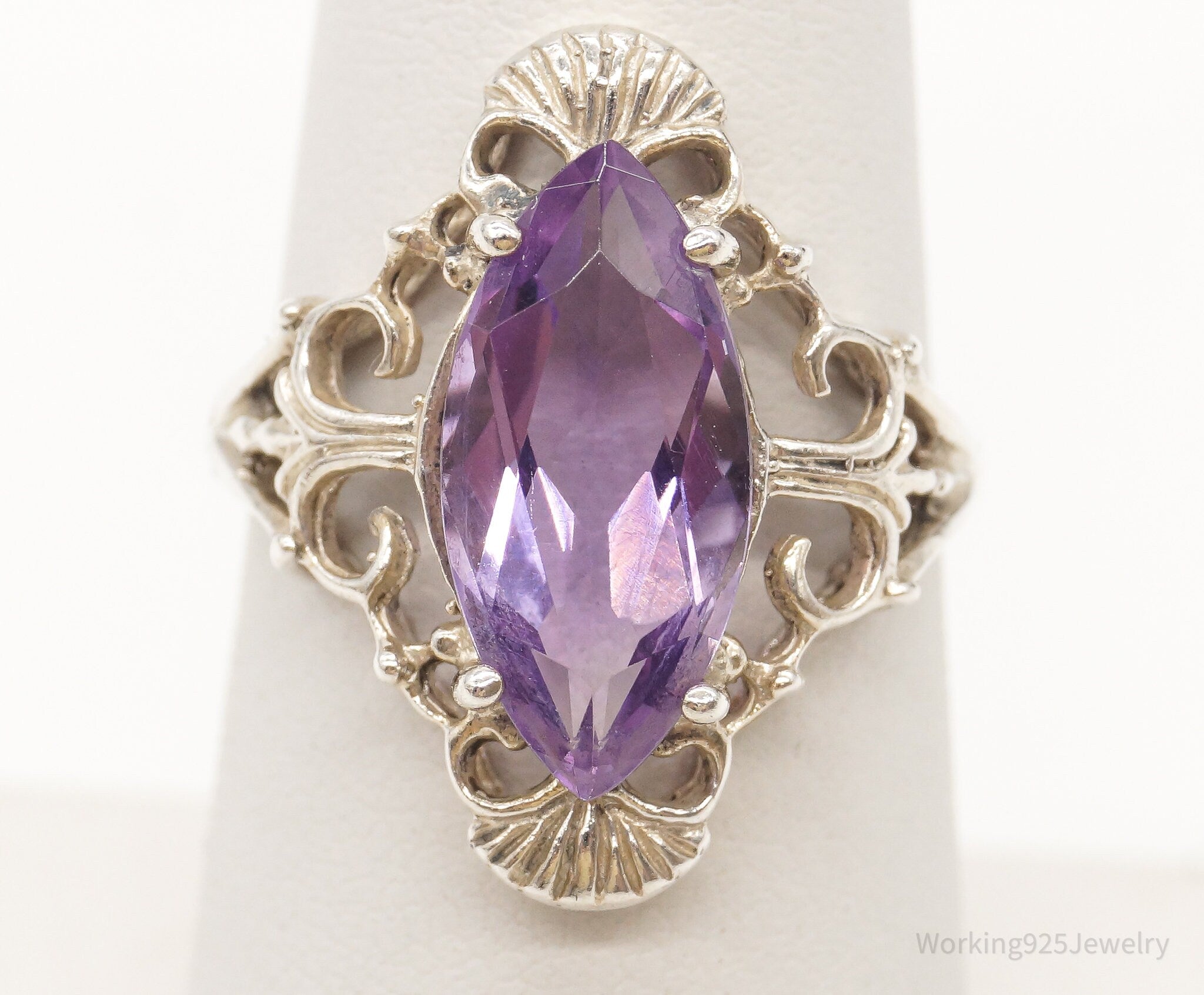 Vintage Designer CNA Amethyst Sterling Silver Ring - Size 6