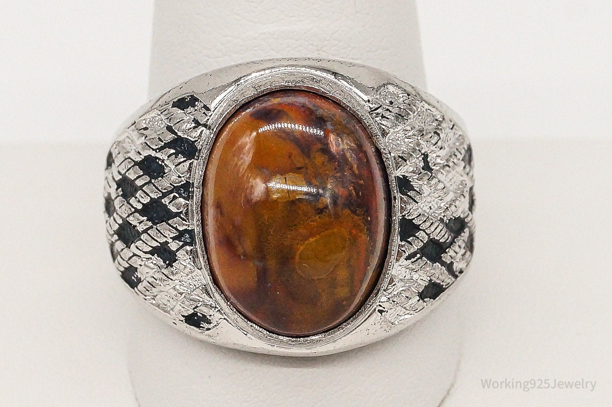 Antique Designer Clark Coombs Jasper Sterling Silver Ring - Size 12