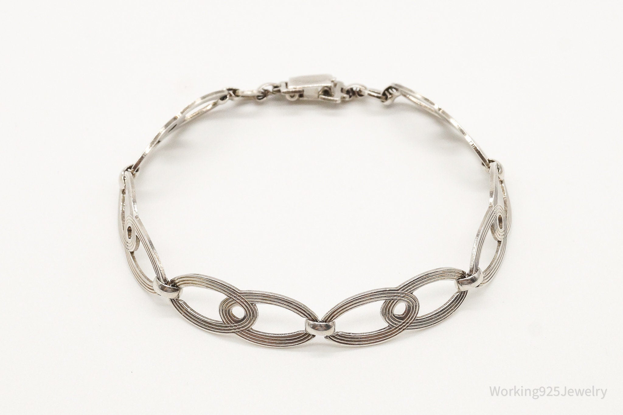 Vintage Art Deco Infinity Link Sterling Silver Bracelet