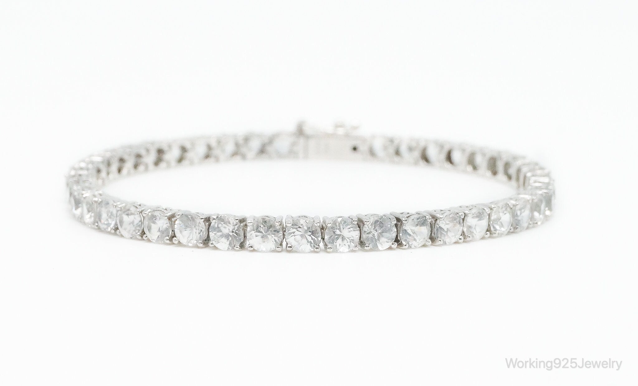 Vintage Designer PJC Classic Cubic Zirconia Sterling Silver Tennis Bracelet