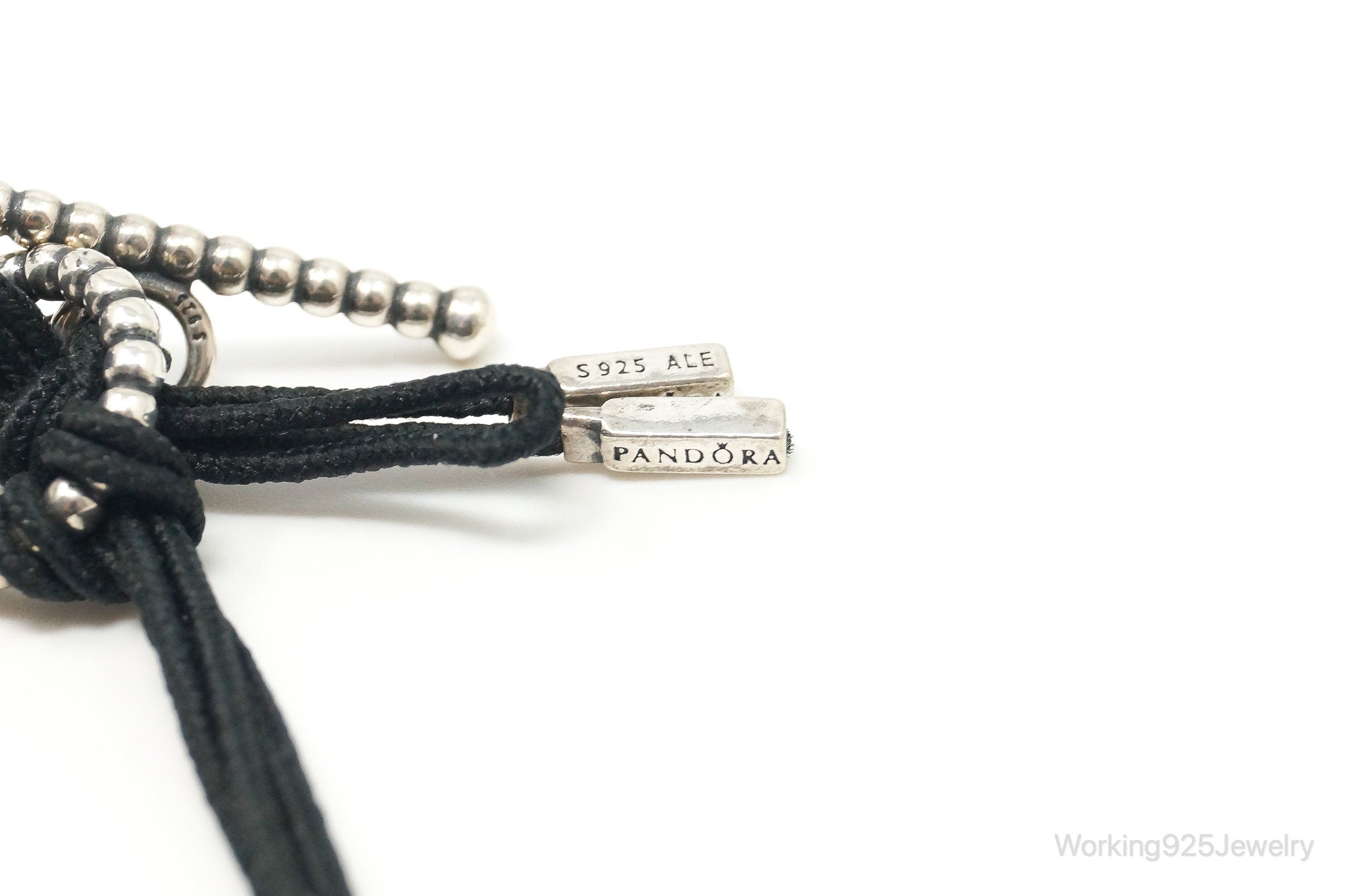 Designer Pandora Adjustable Black Cord Sterling Silver Toggle Bracelet