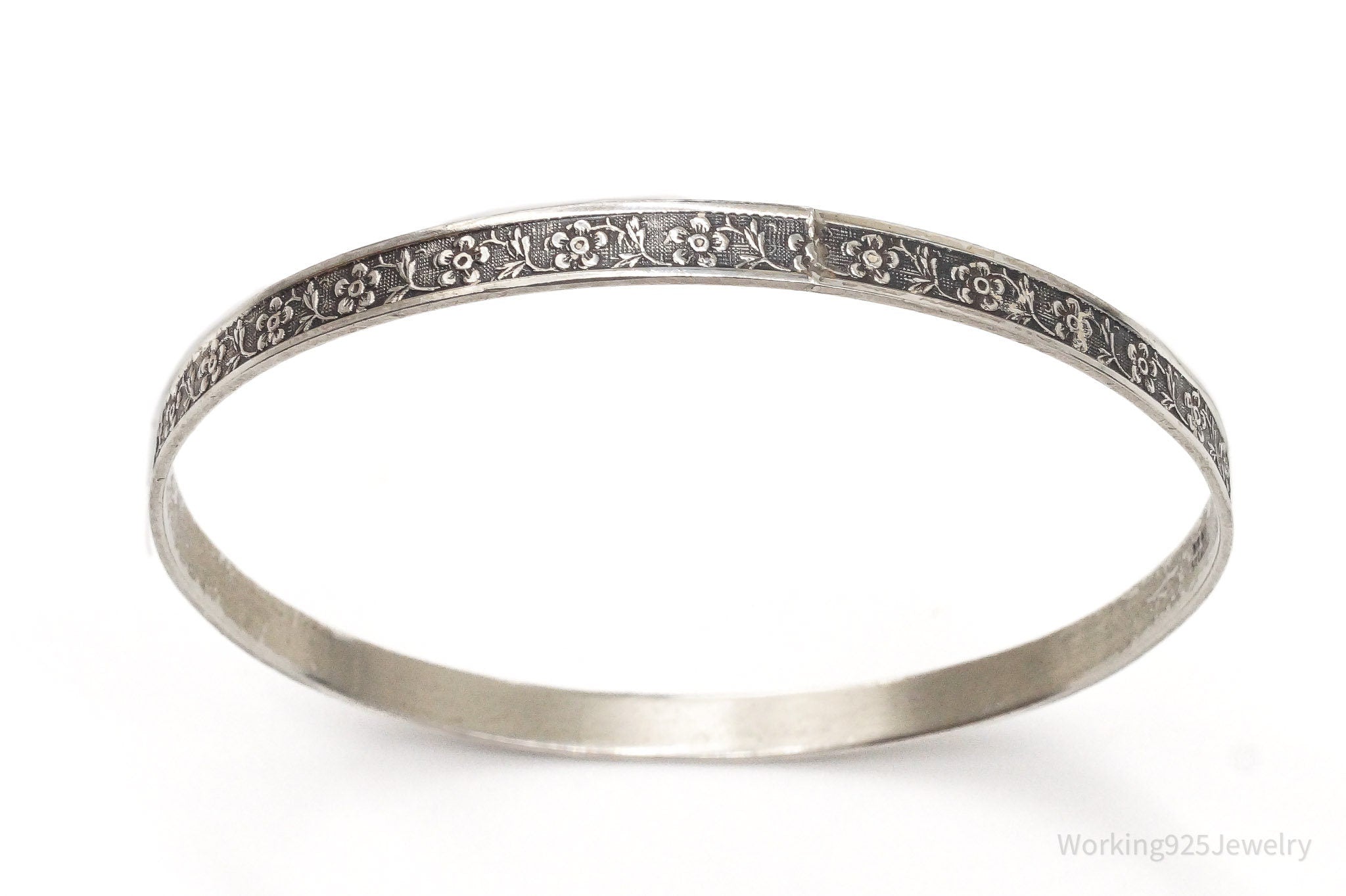 Antique Beau Art Nouveau Sterling Silver Bangle Bracelet 7.75