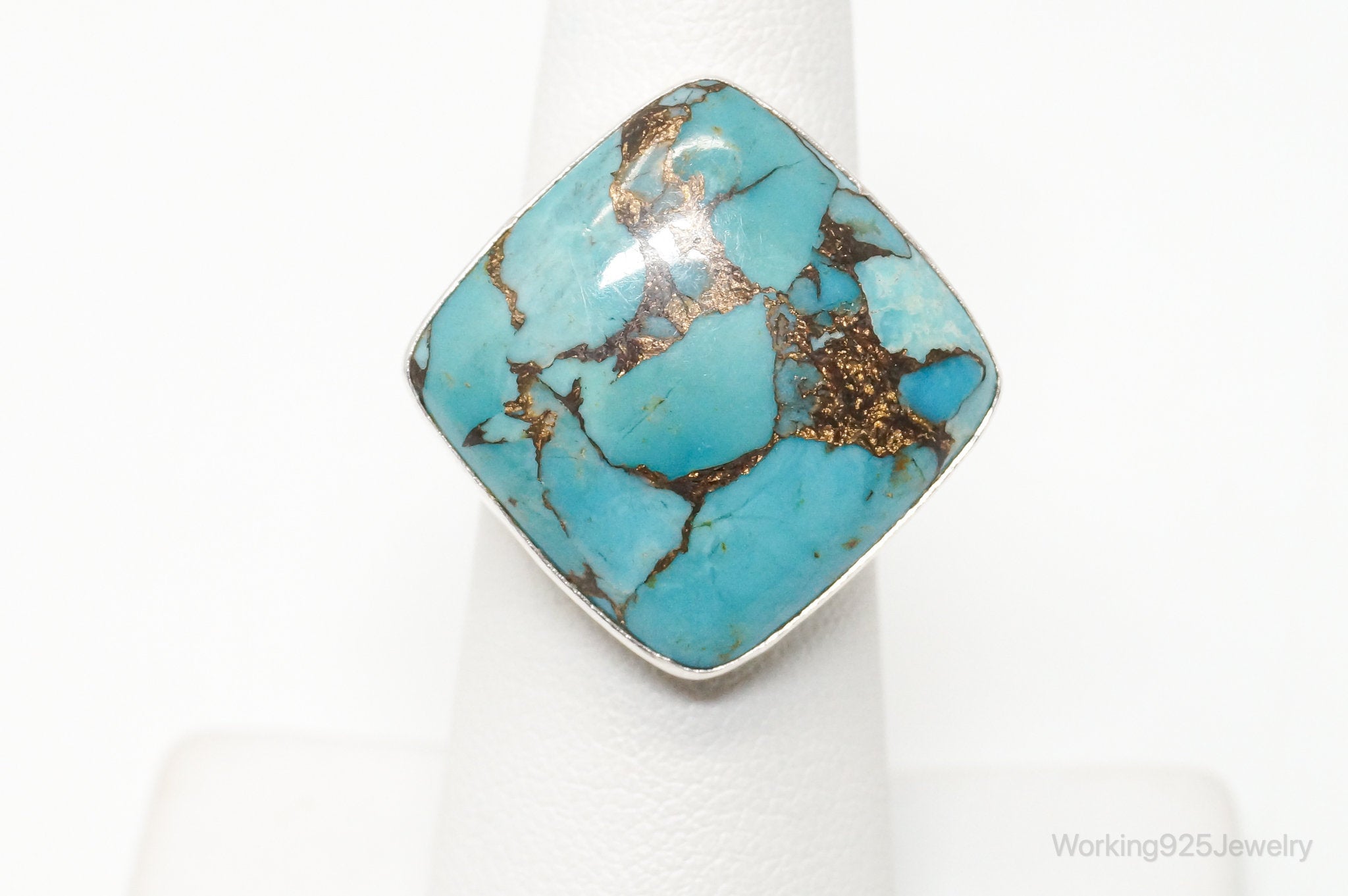 Vintage Designer Desert Rose Trading DTR Turquoise Sterling Silver Ring - 6