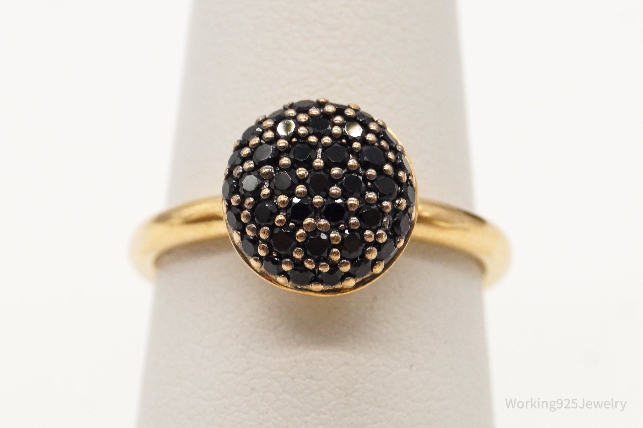 Franco Giaccari Black Cubic Zirconia 18K Gold Over Sterling Silver Ring SZ 6