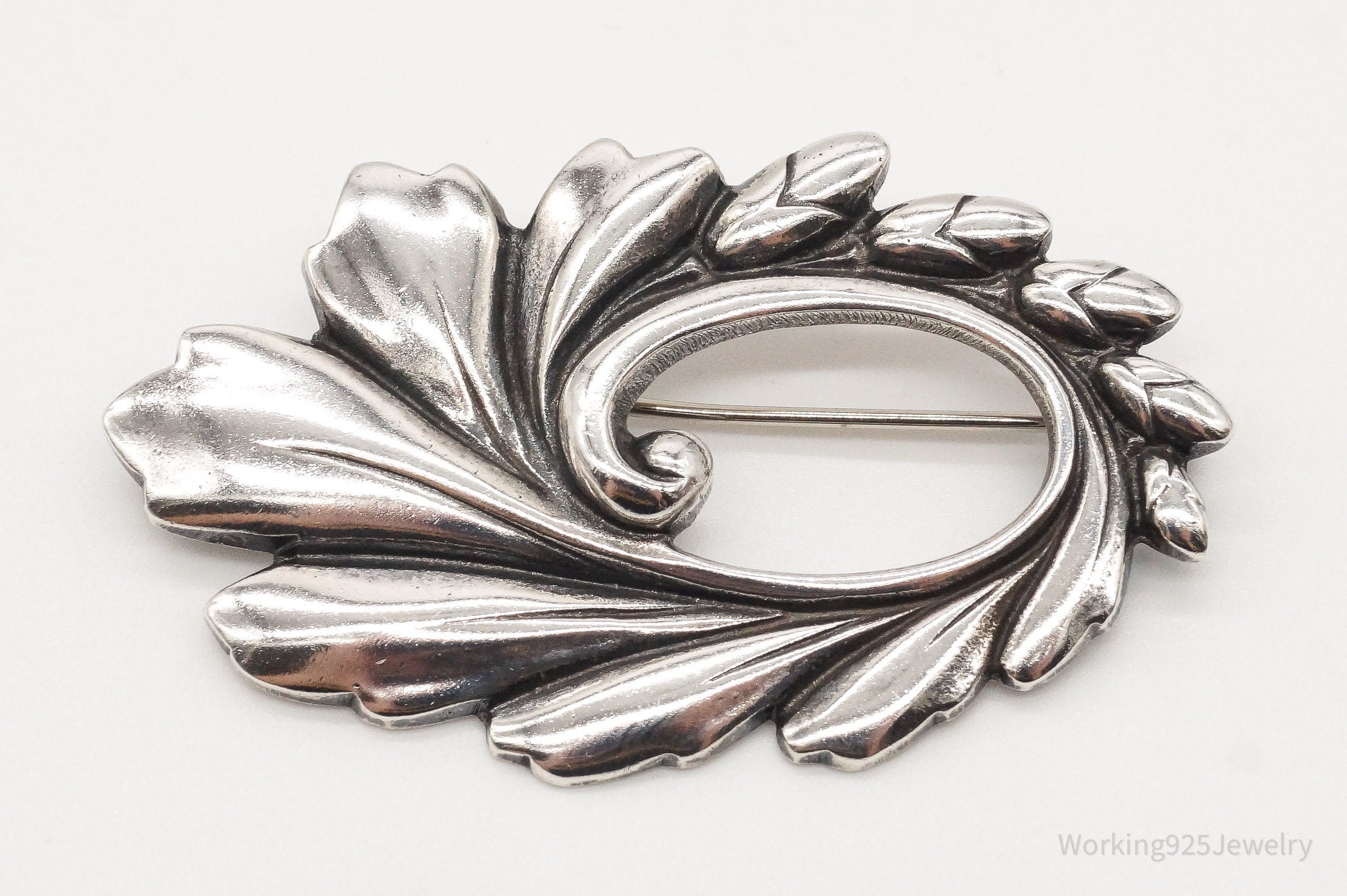 Large Vintage Modernist Viking Craft Sterling Silver Pin Brooch