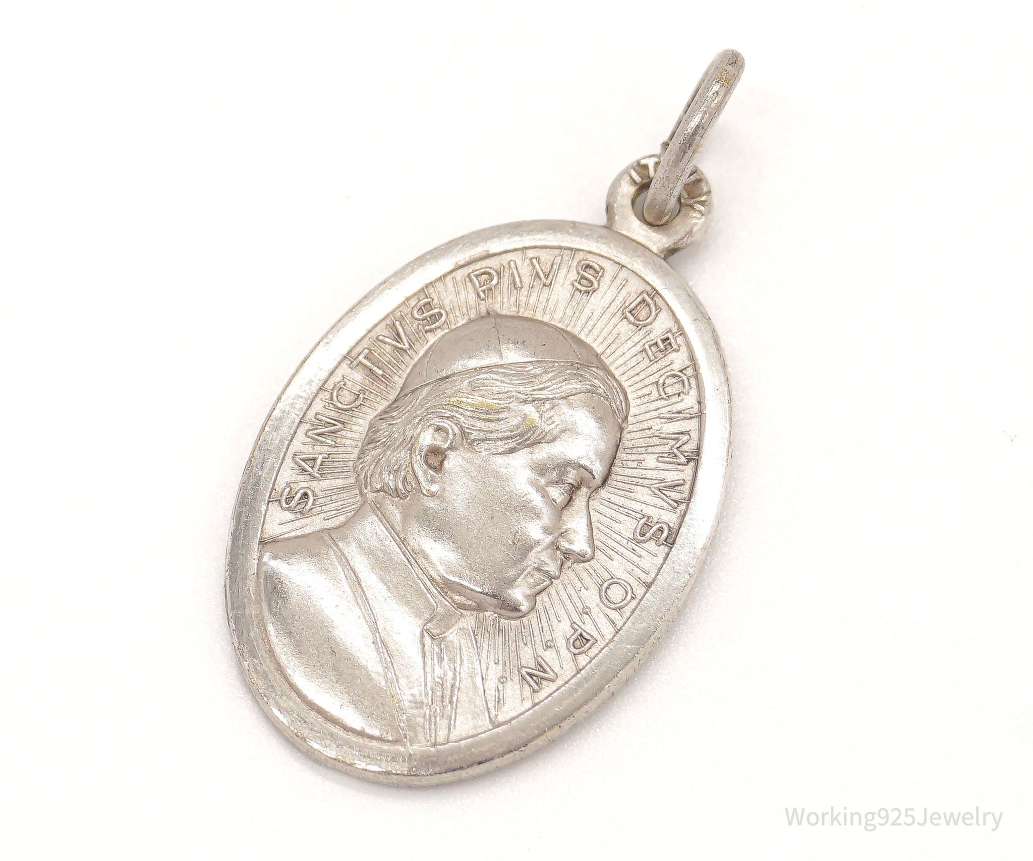 Antique Italian Pope Vatican Sanctvs Pivs Silver Pendant