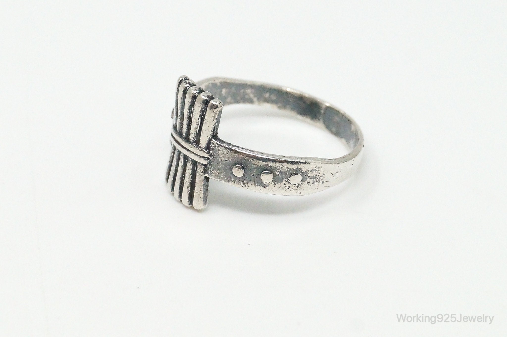 Antique Designer J.J. White Mfg Co Campfire Girls Sterling Silver Ring -Size 5.5